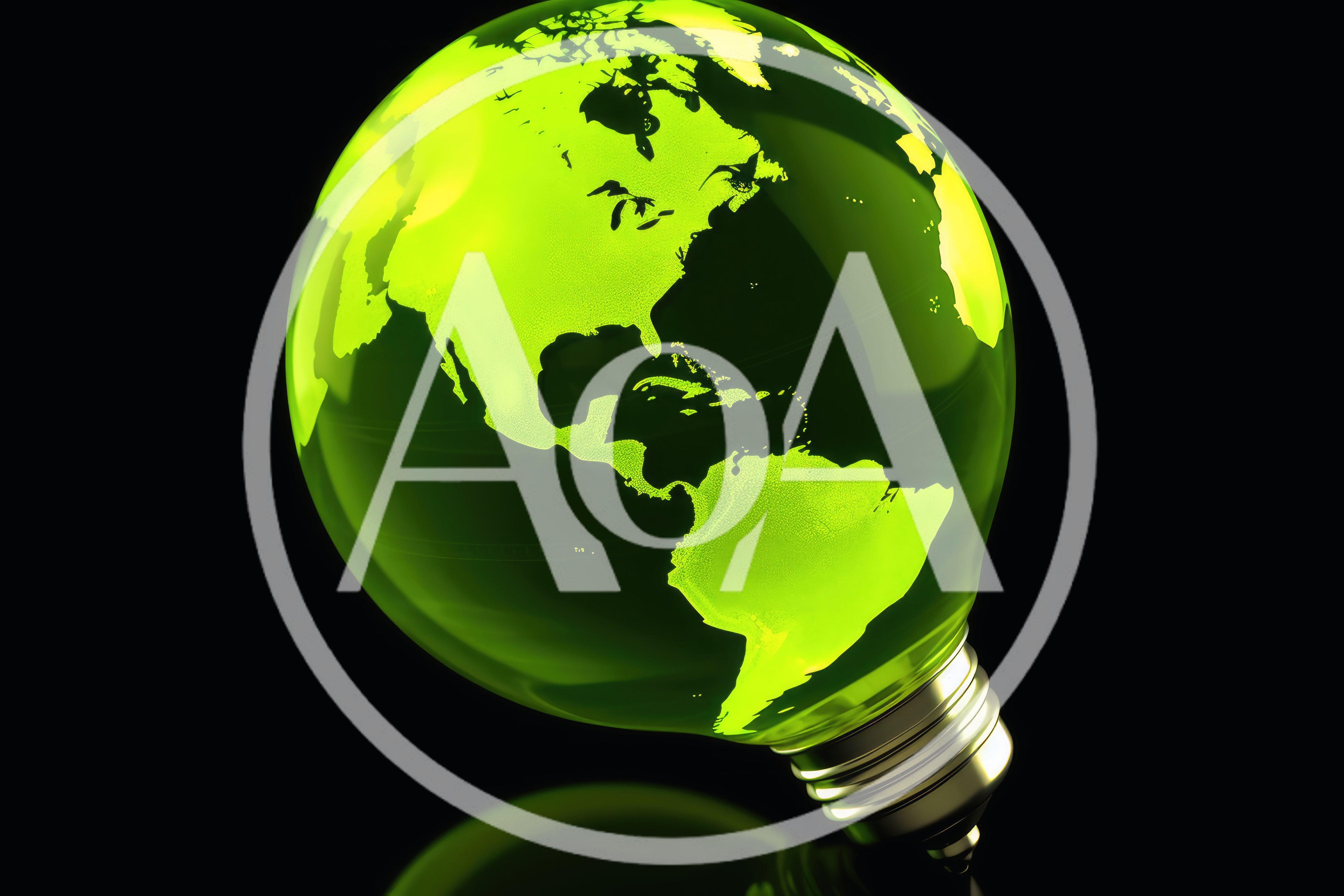 Glowing Green Earth Globe Inside A Light Bulb
