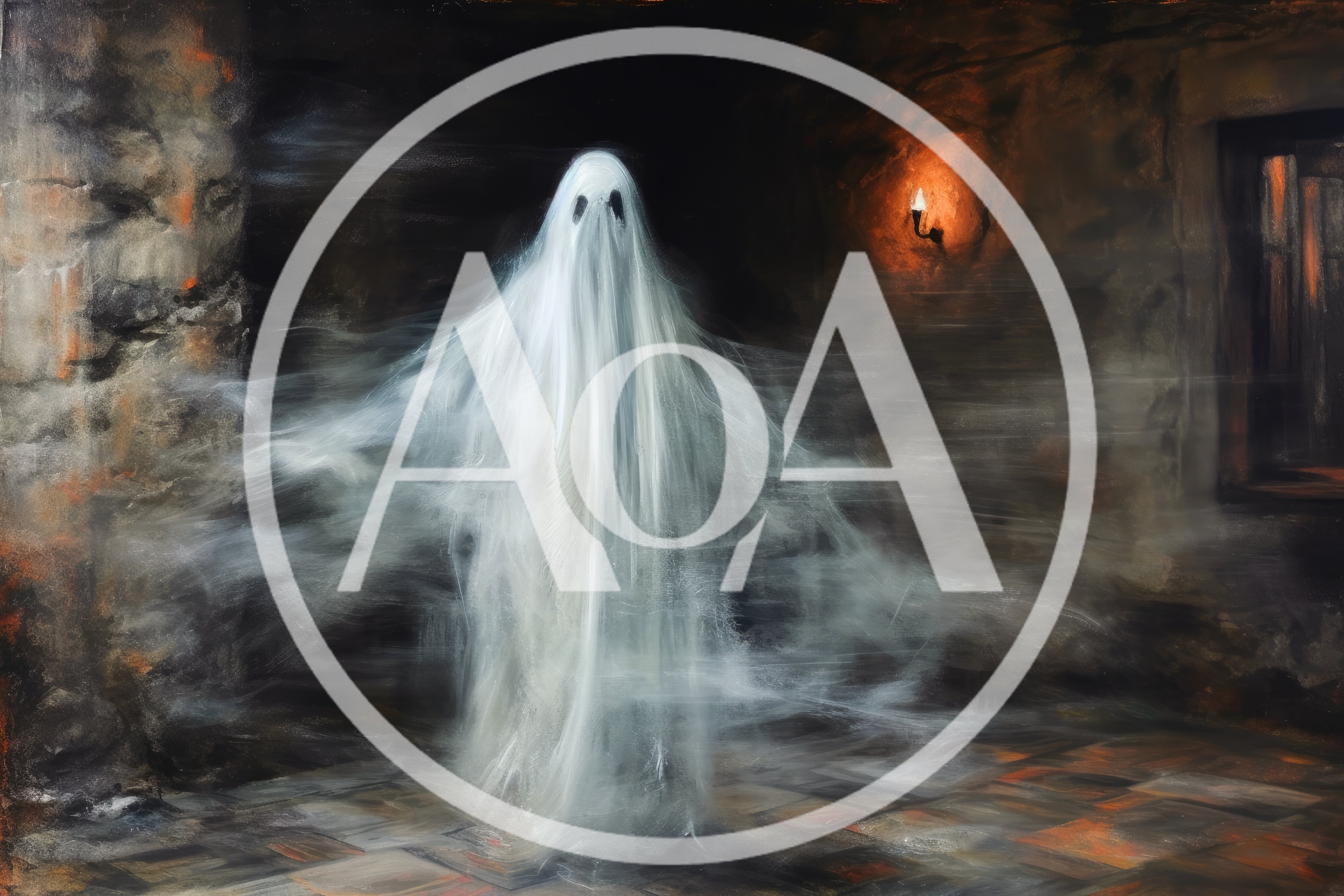 Ethereal Ghost Floating In A Dark Stone Chamber