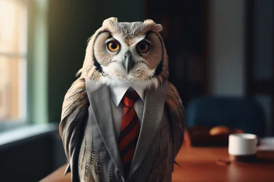 Professional Owl Wearing A Business Suit And Tie