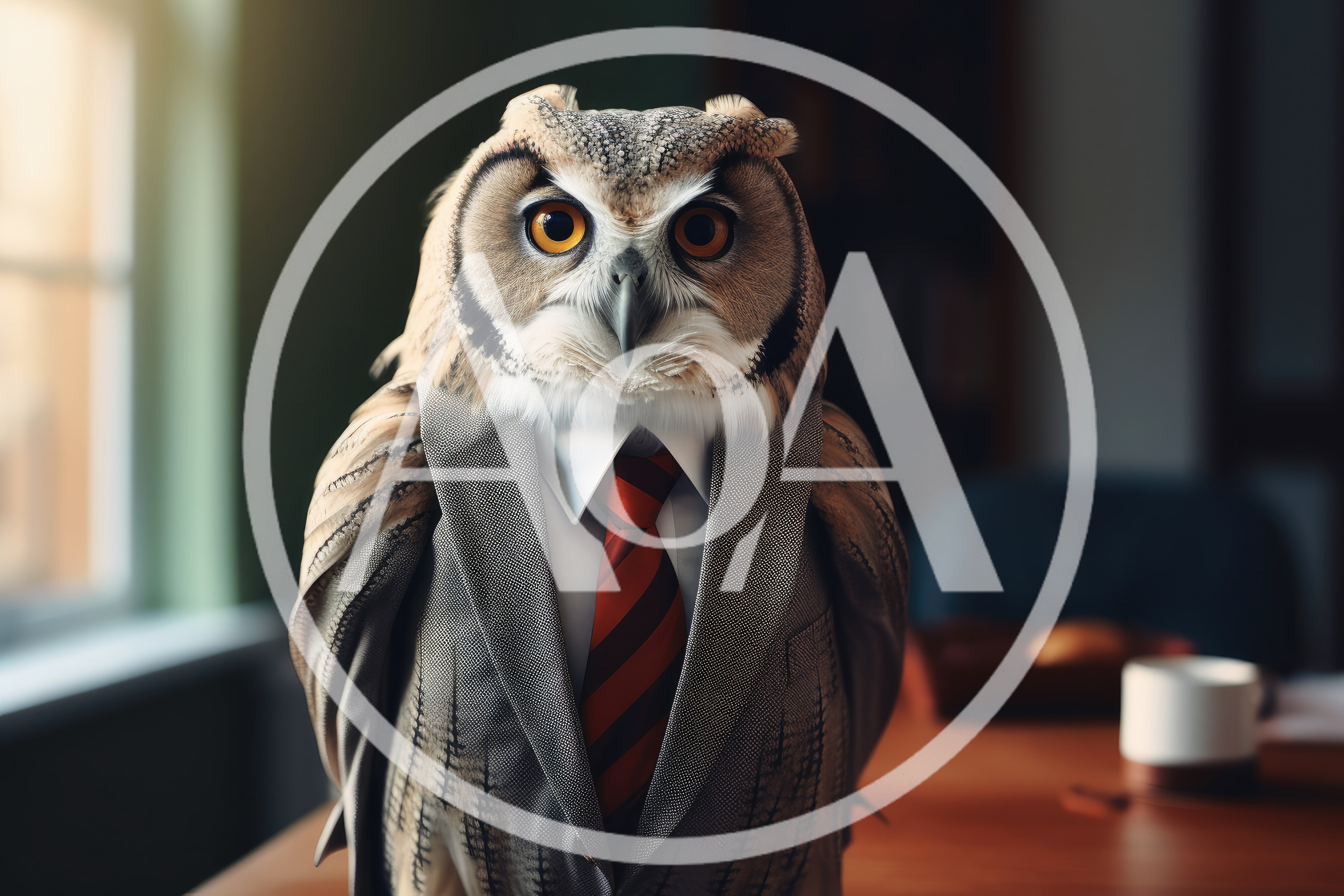 Professional Owl Wearing A Business Suit And Tie