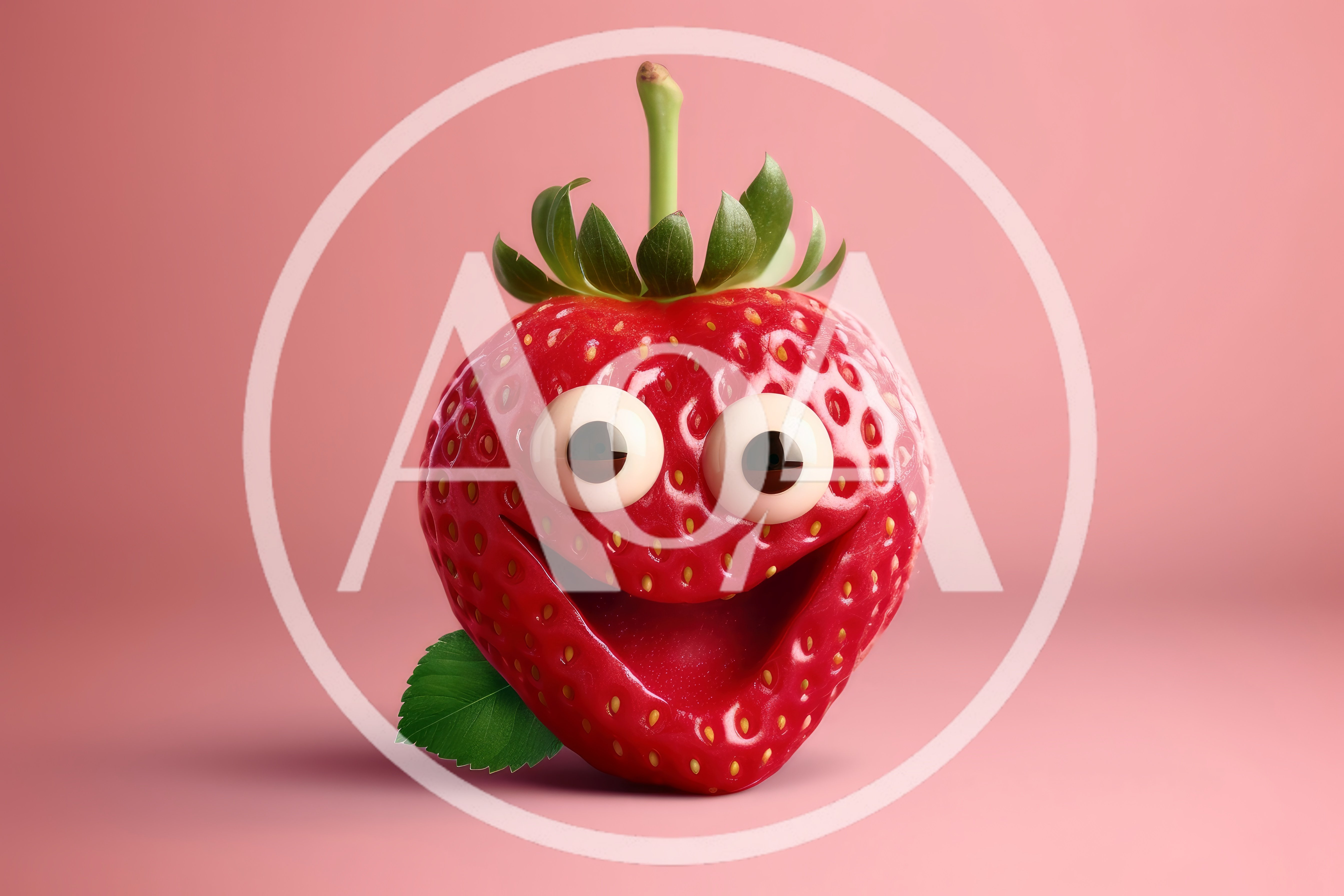 Cute Cartoon Strawberry Character With A Happy Face