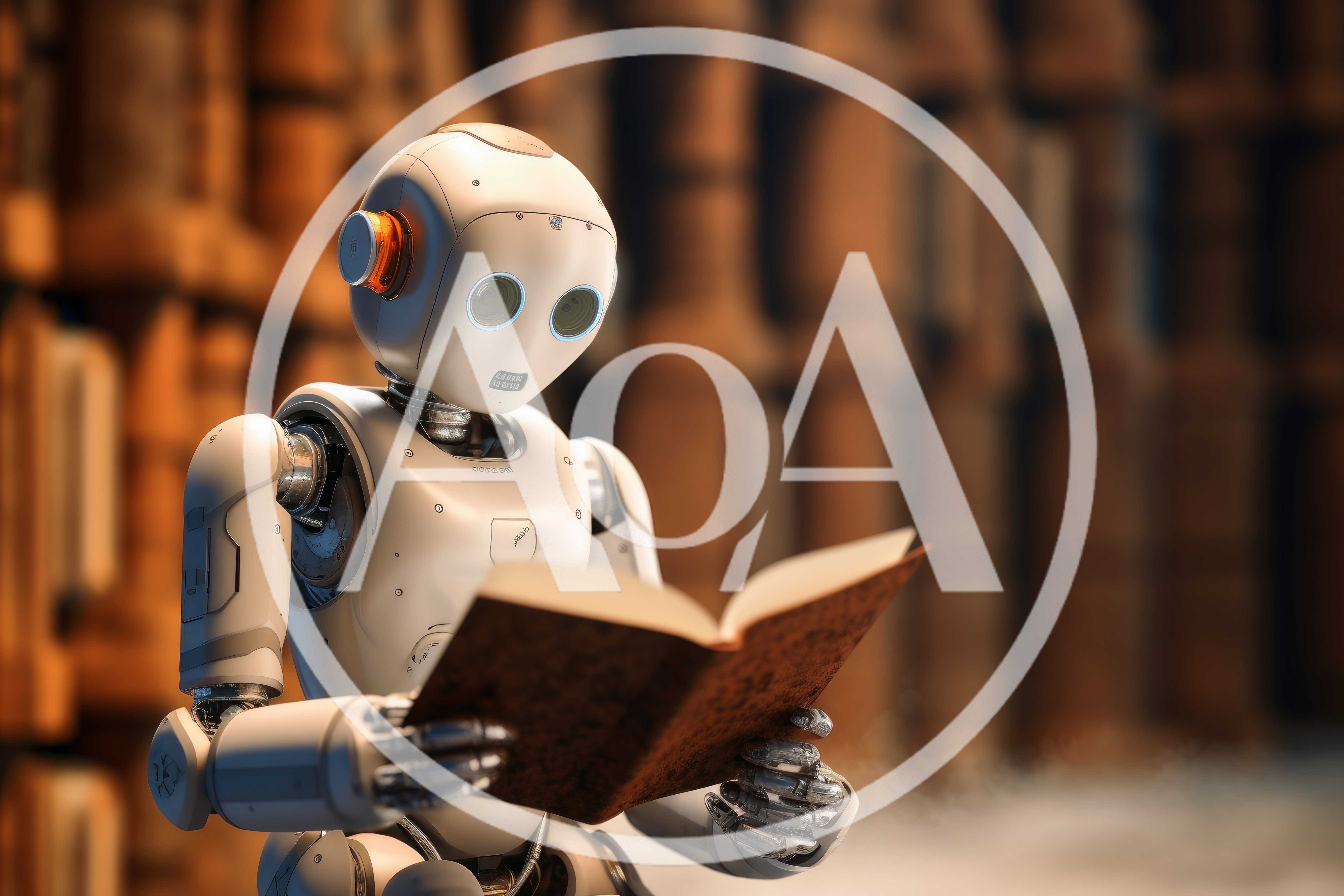 White Humanoid Robot Reading An Old Book
