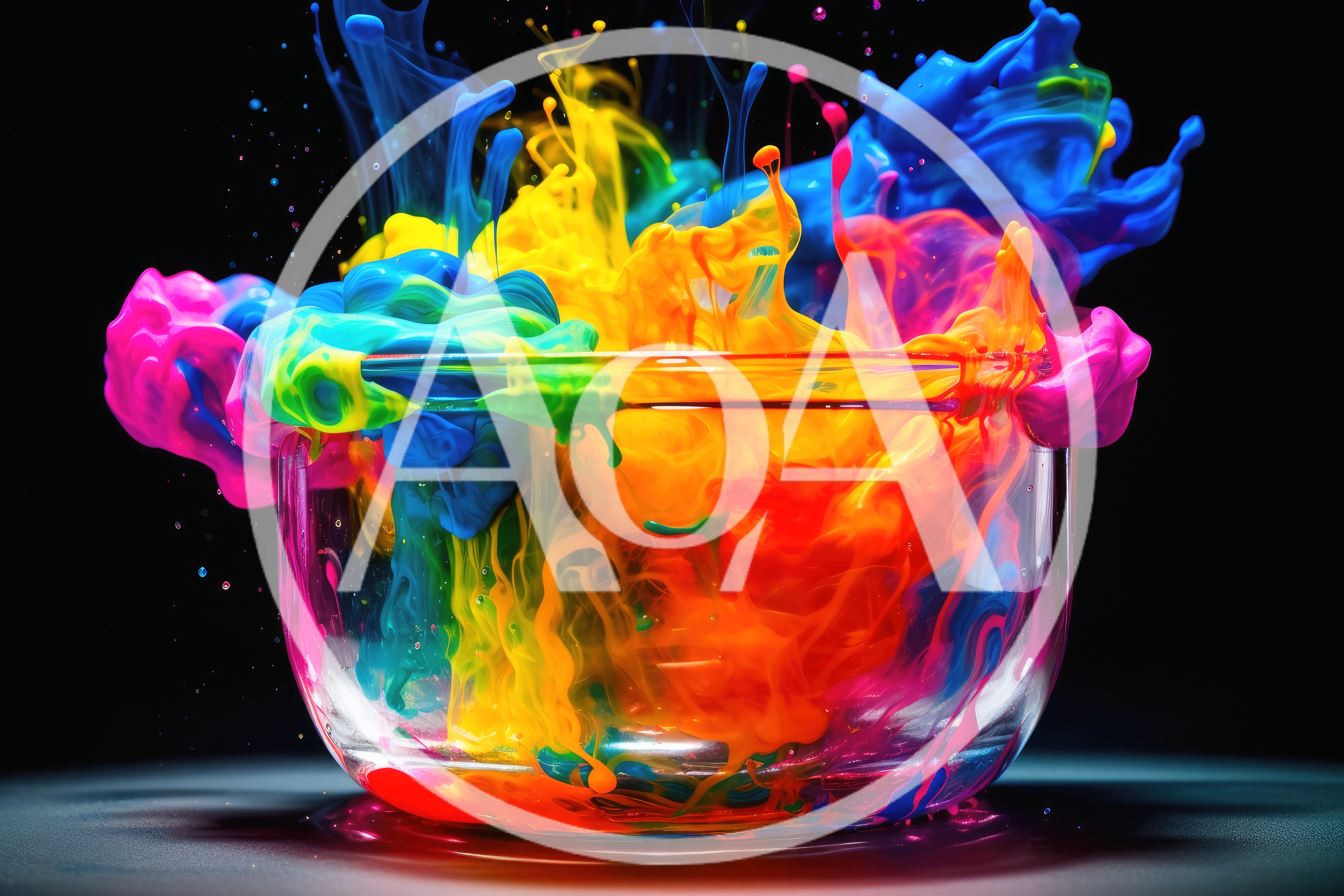 Vibrant Multi-Colored Ink Swirls In Glass Bowl