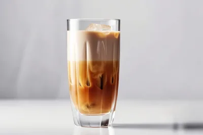 Iced Coffee With Cream In A Tall Glass