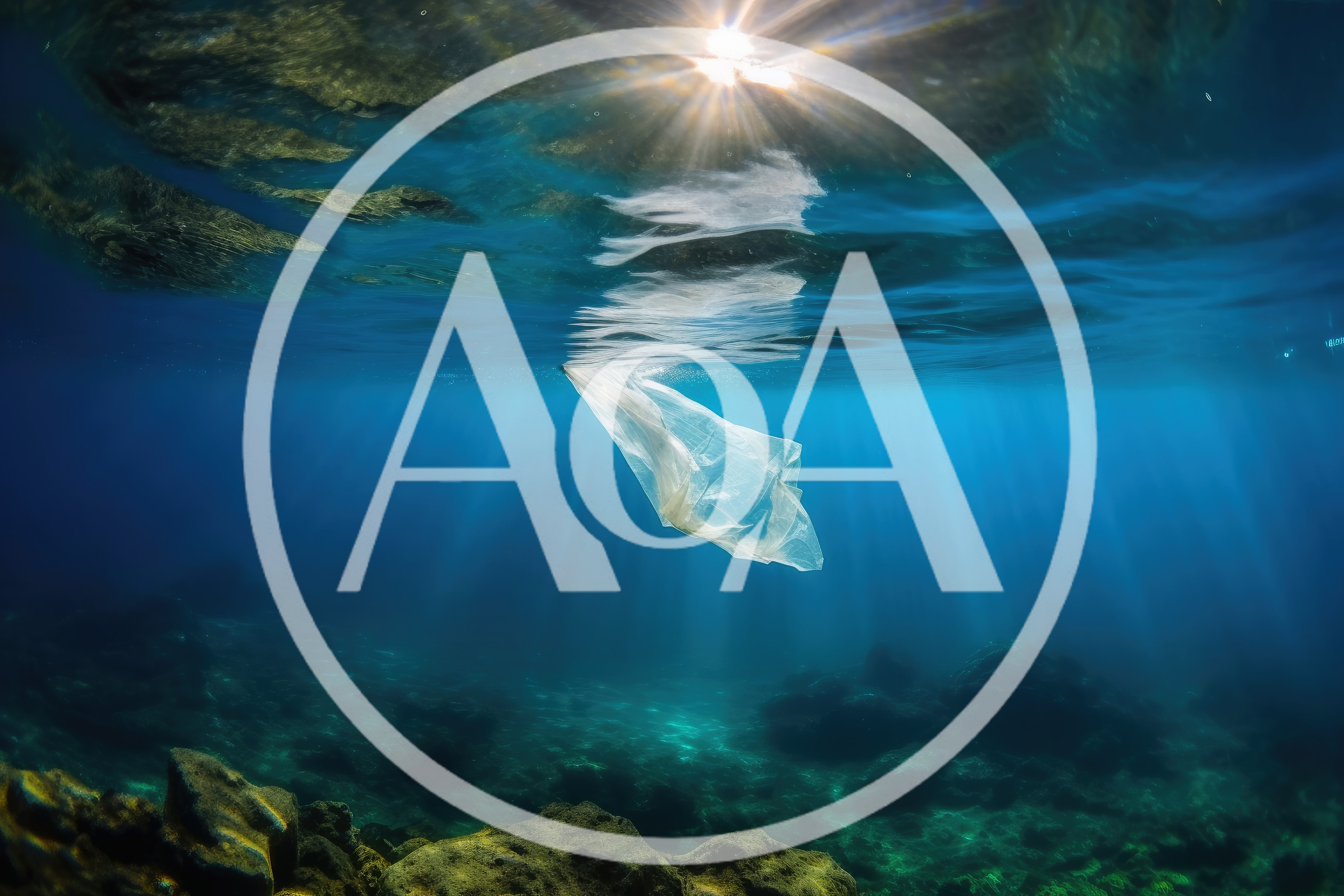 Plastic Bag Floating Underwater in Ocean