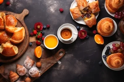 Top View Of A Gourmet Breakfast Spread