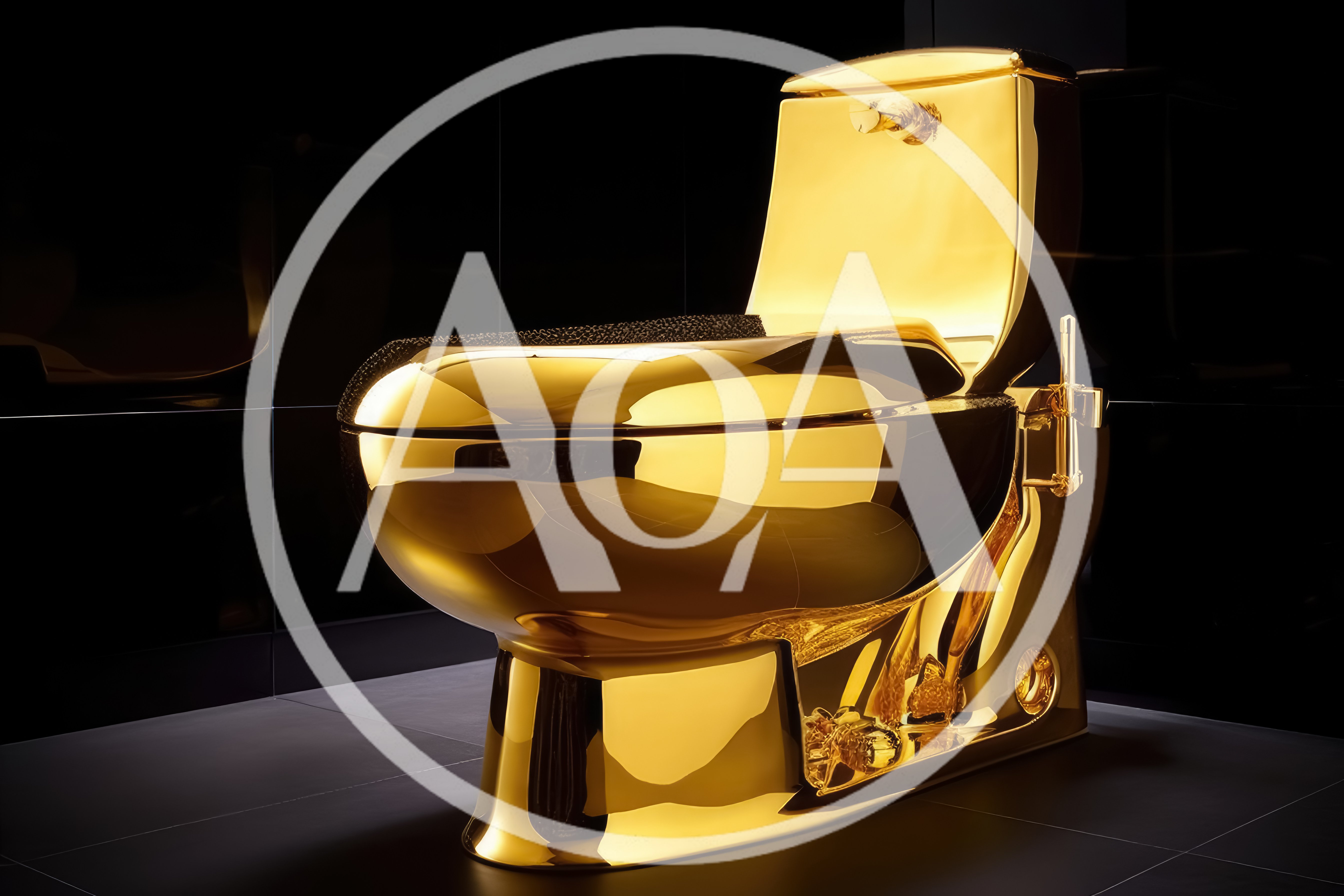 Luxurious Golden Toilet In Modern Dark Bathroom