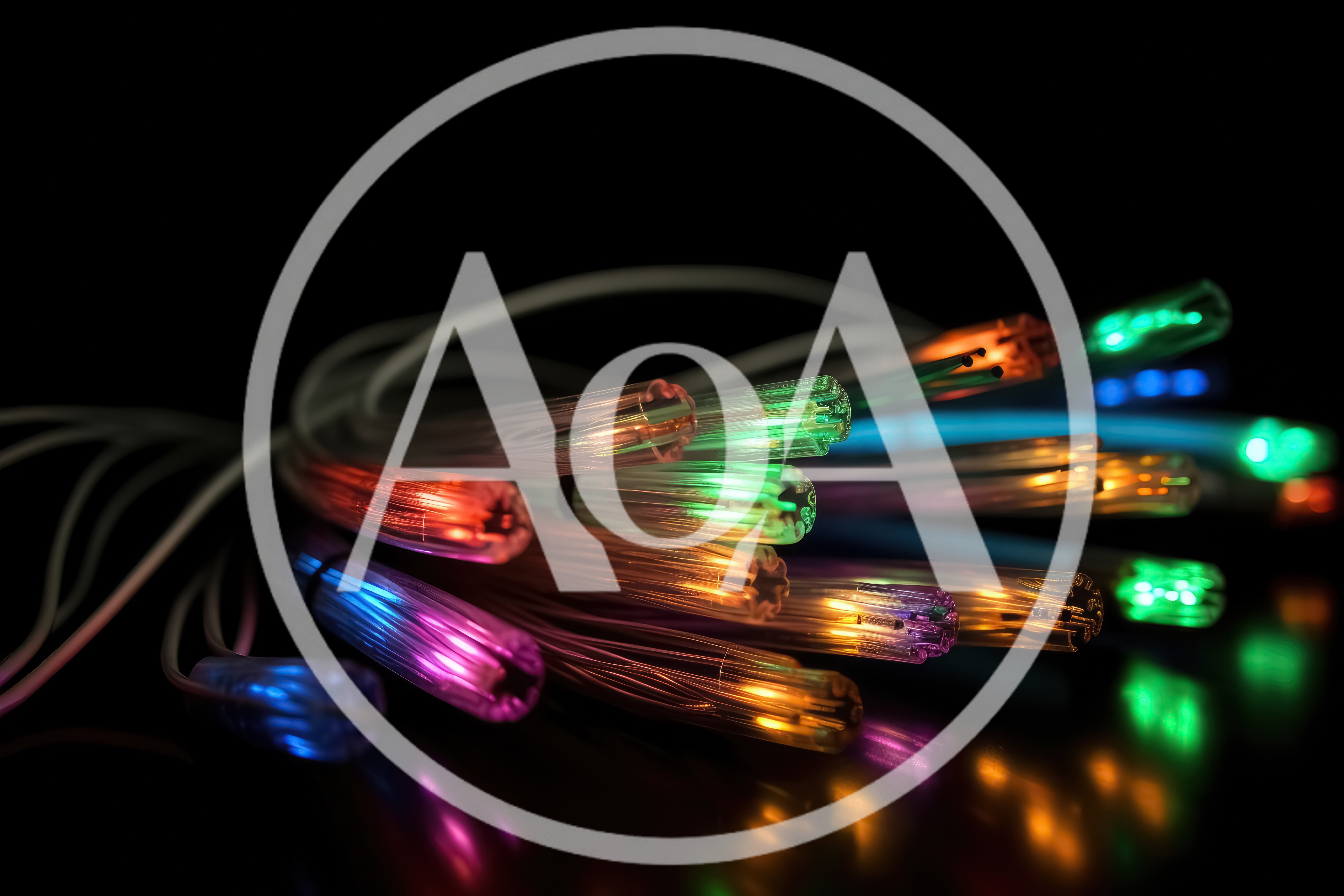 Fiber Optic Light Strands Glowing in Dark