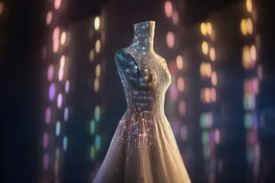 Sparkling Mannequin Wearing A Glittering Evening Gown