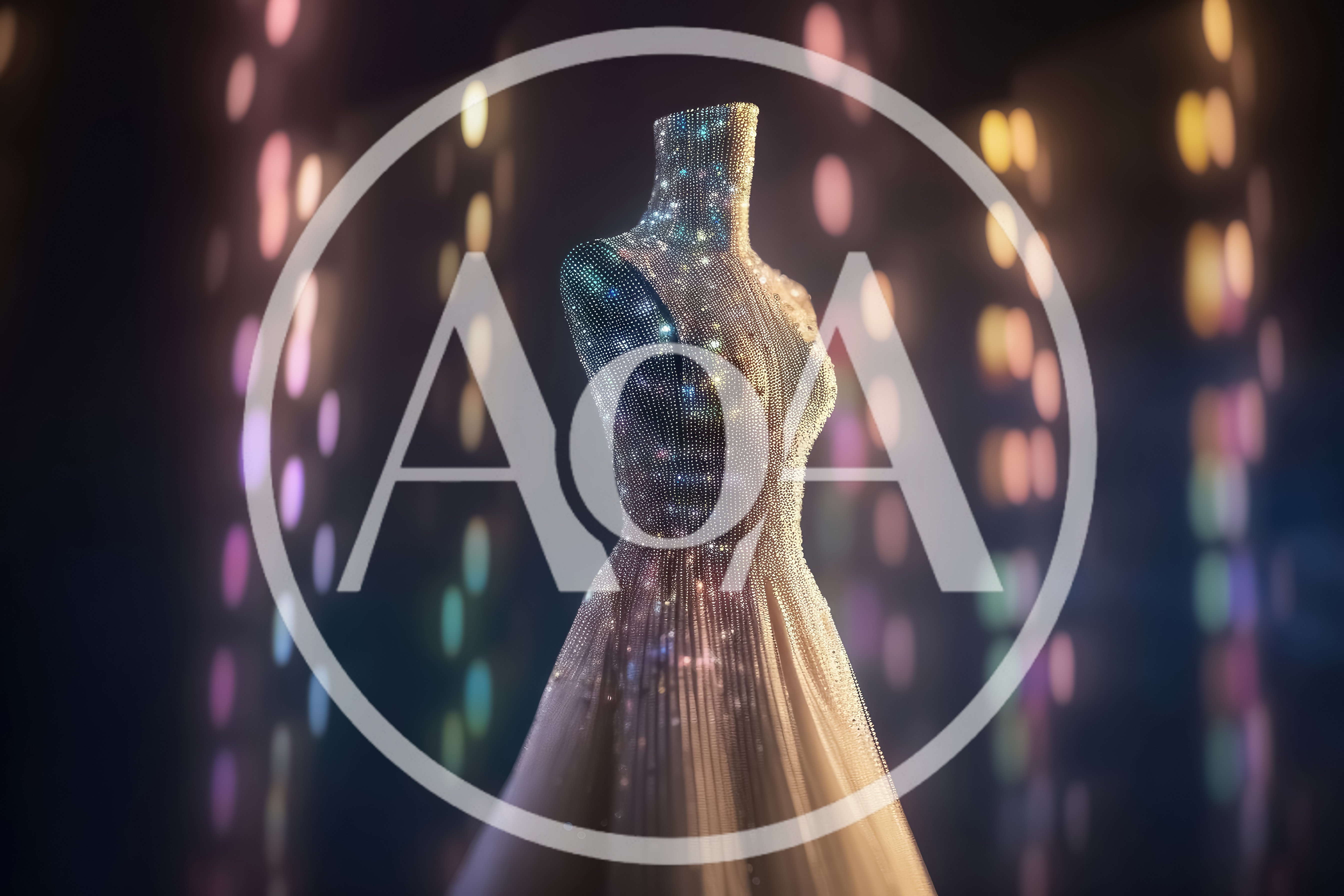 Sparkling Mannequin Wearing A Glittering Evening Gown