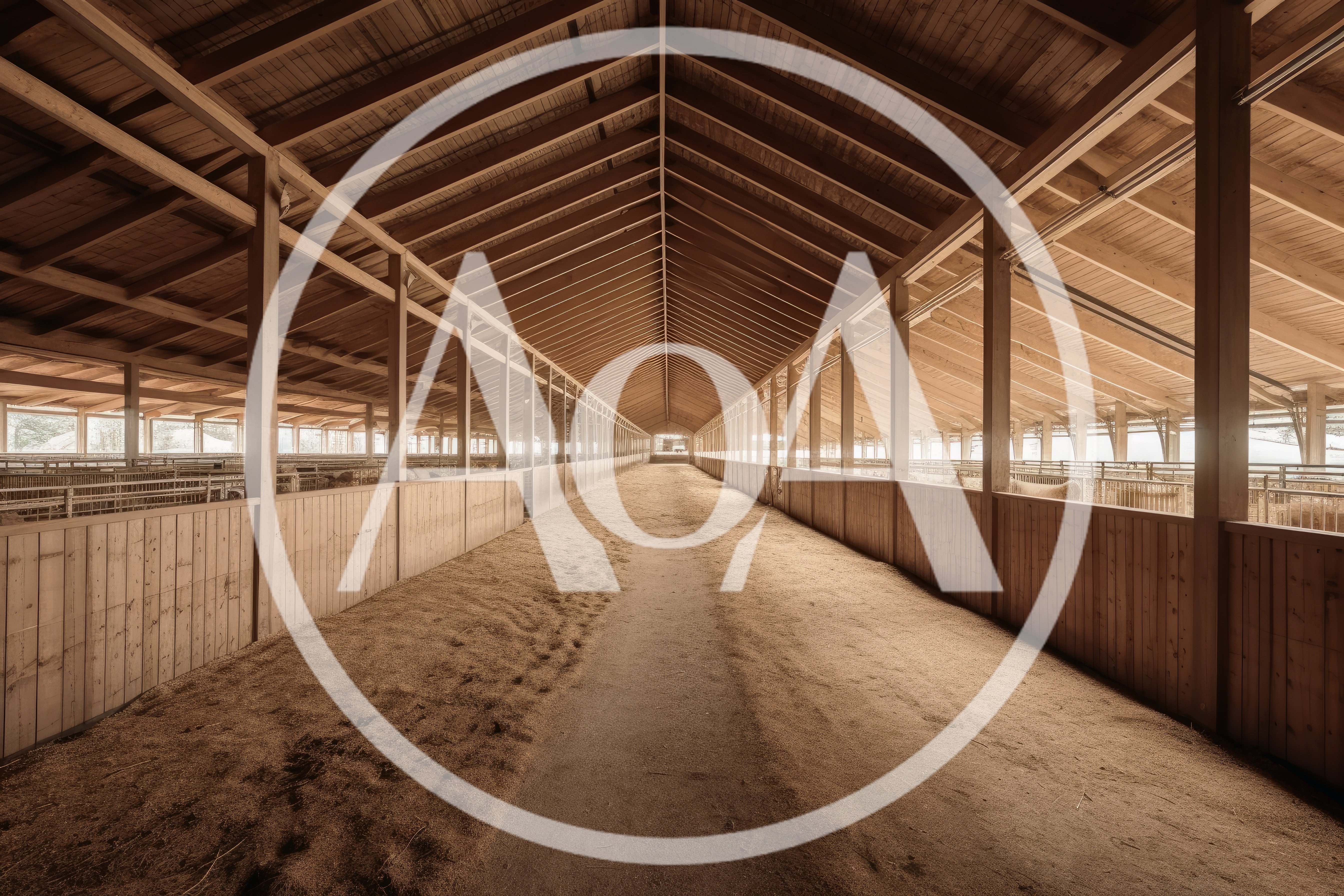 Empty Wooden Livestock Barn Interior