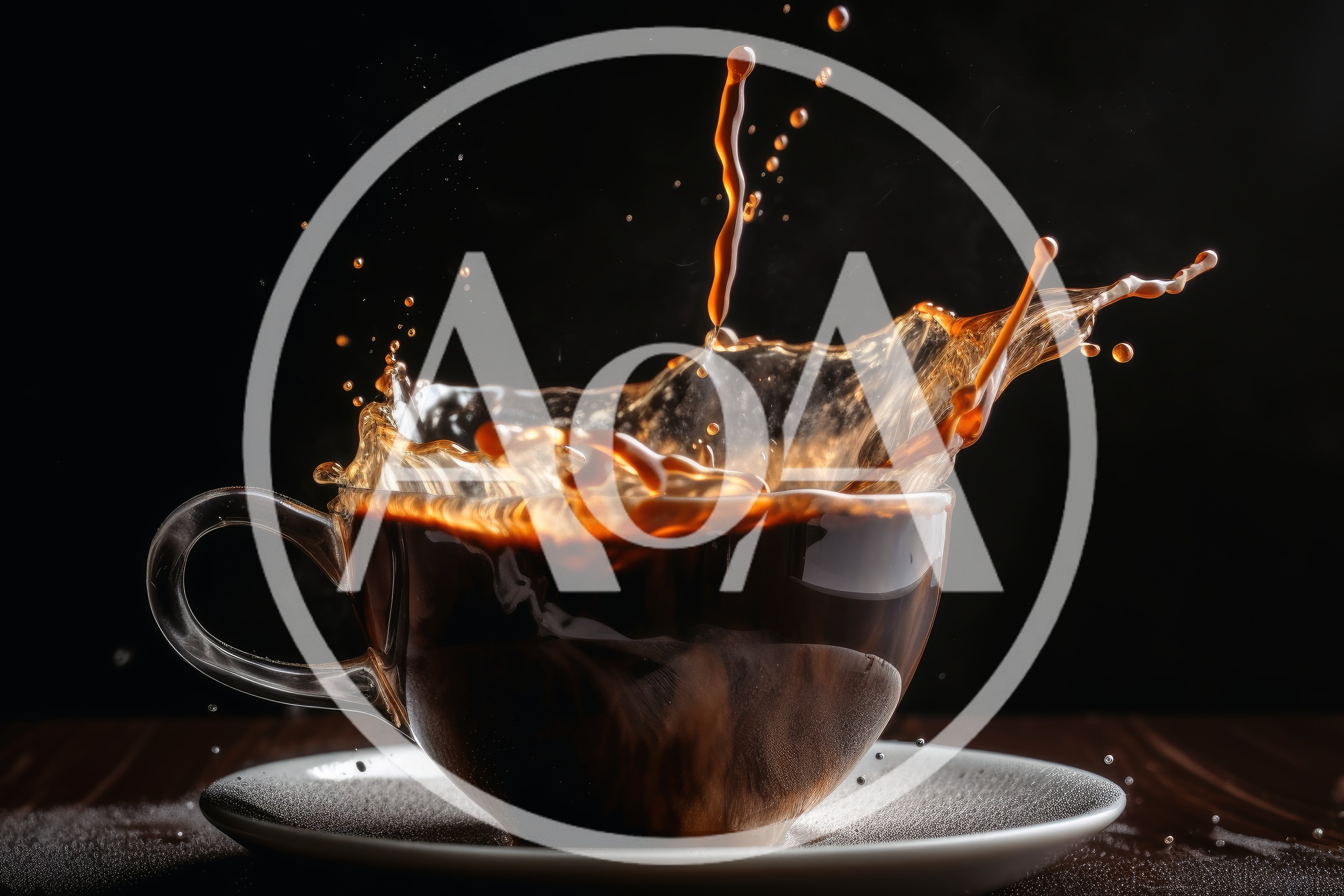Dynamic Coffee Splash In A Glass Cup