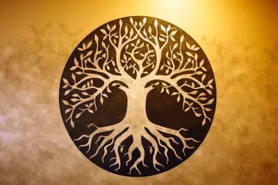 Tree Of Life Symbol On Golden Textured Background