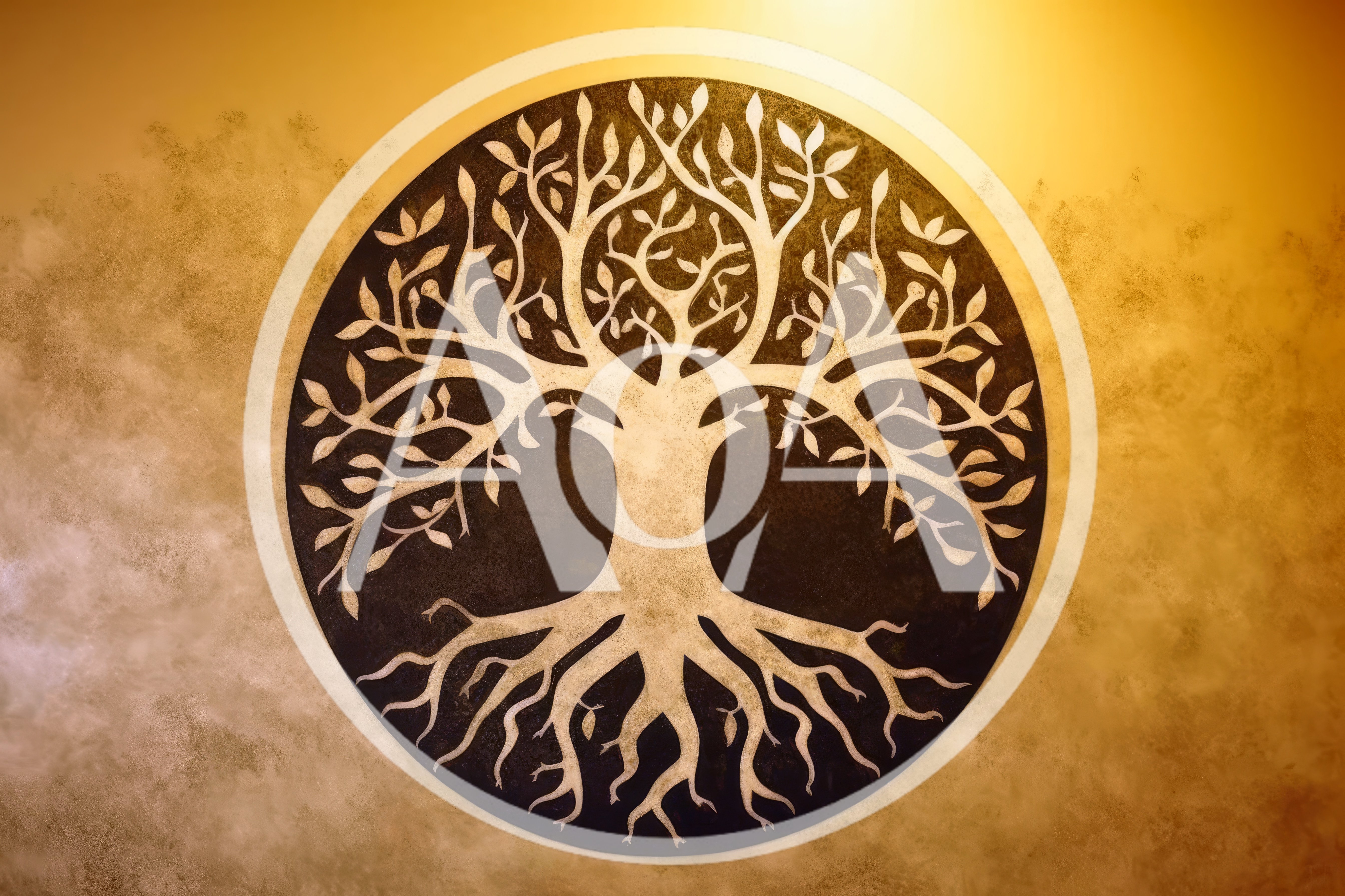 Tree Of Life Symbol On Golden Textured Background