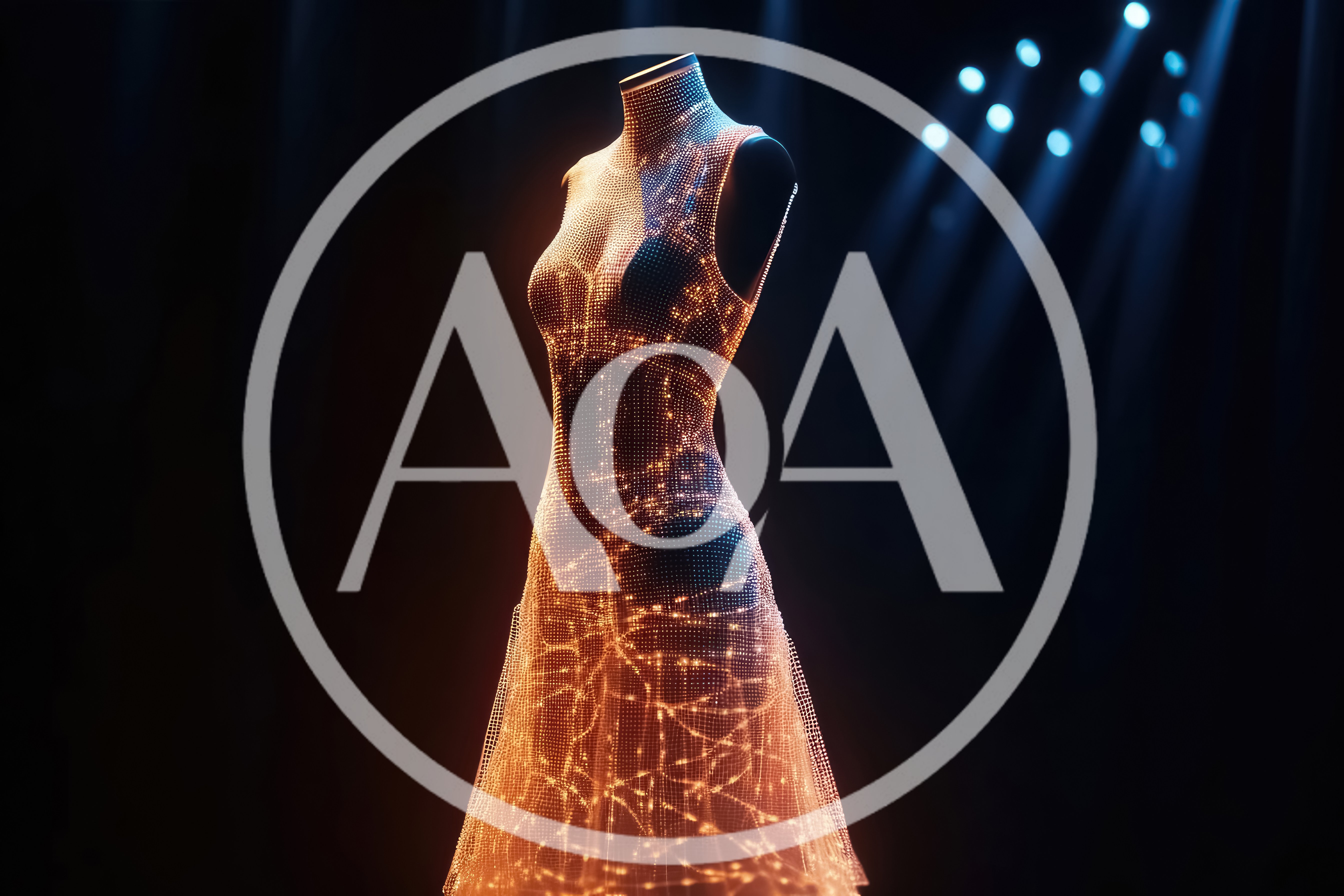 Glowing Digital Mesh Dress On A Mannequin