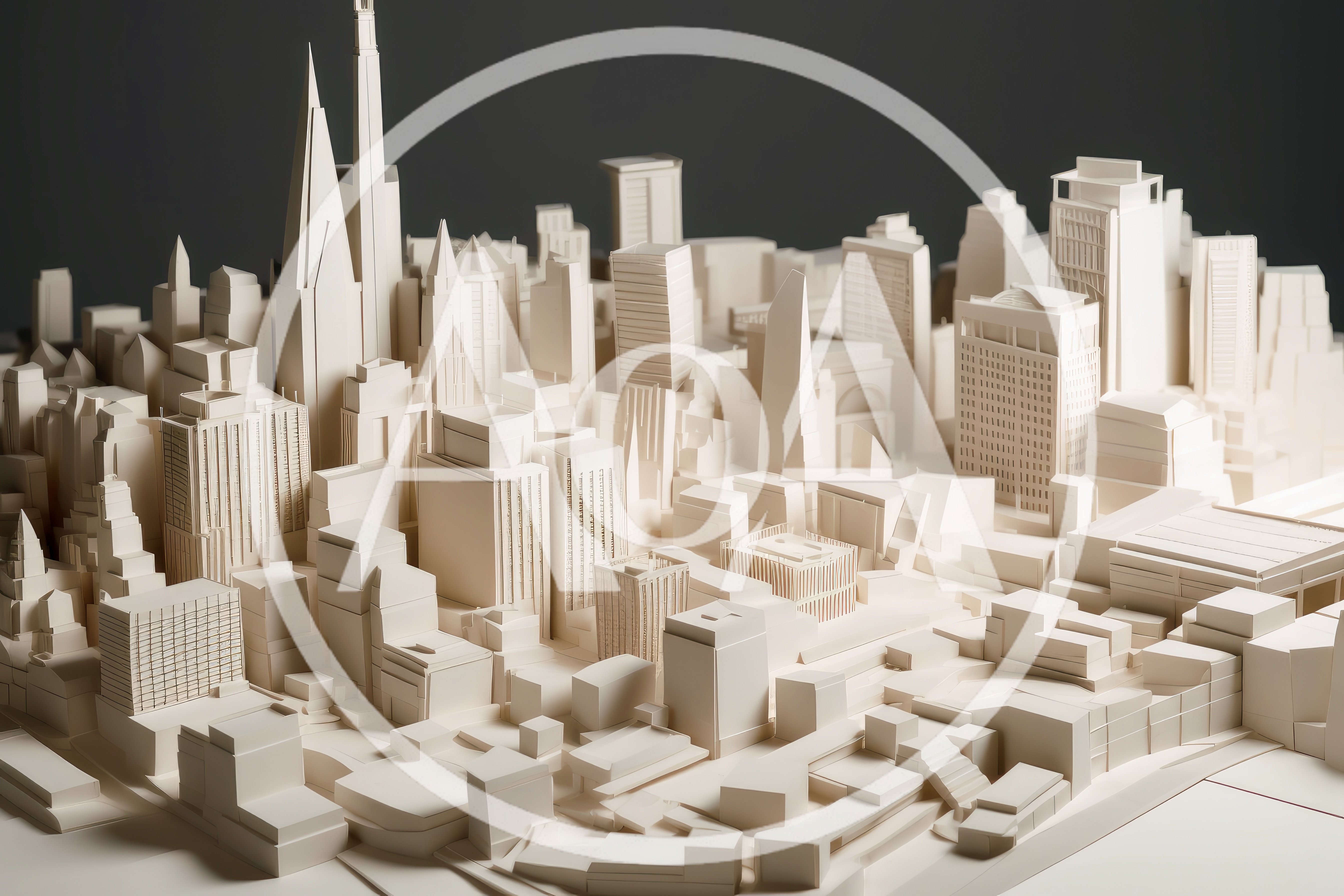 Miniature Paper Model Of A Modern City Skyline