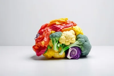 Brain Shaped Sculpture Made From Fresh Vegetables