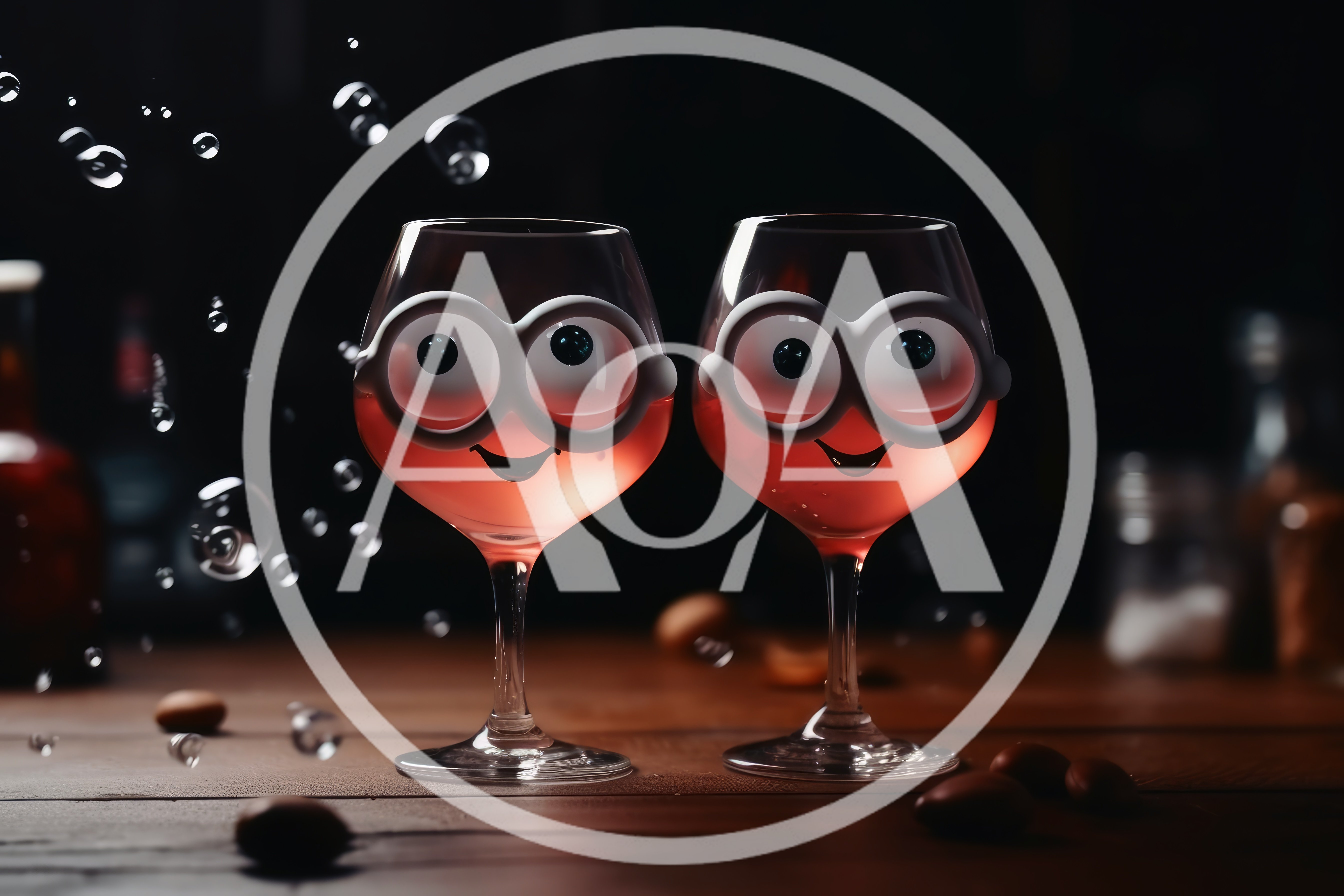 Two Wine Glasses With Googly Eyes And Smiles