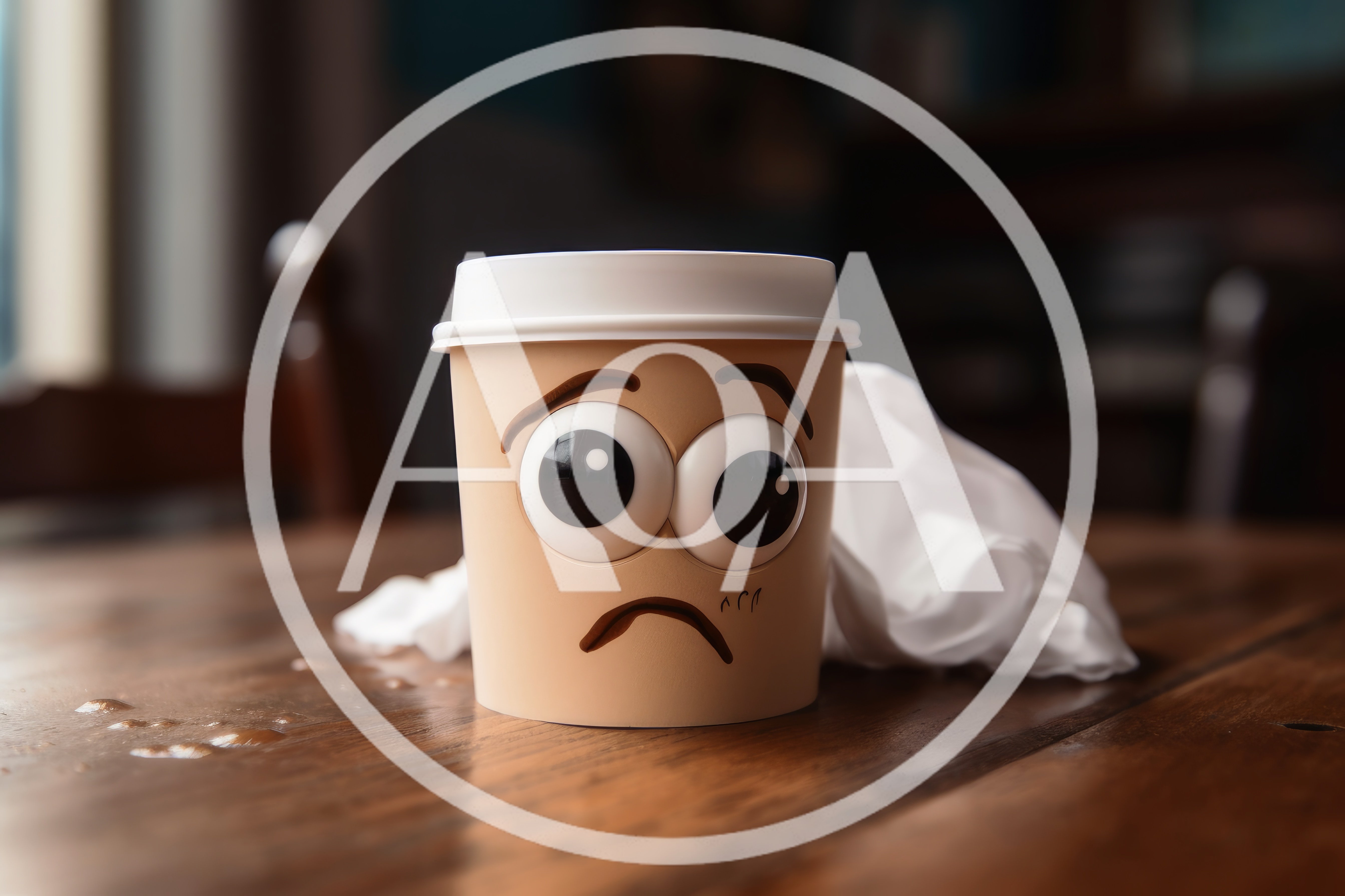 Sad Coffee Cup Character With Googly Eyes