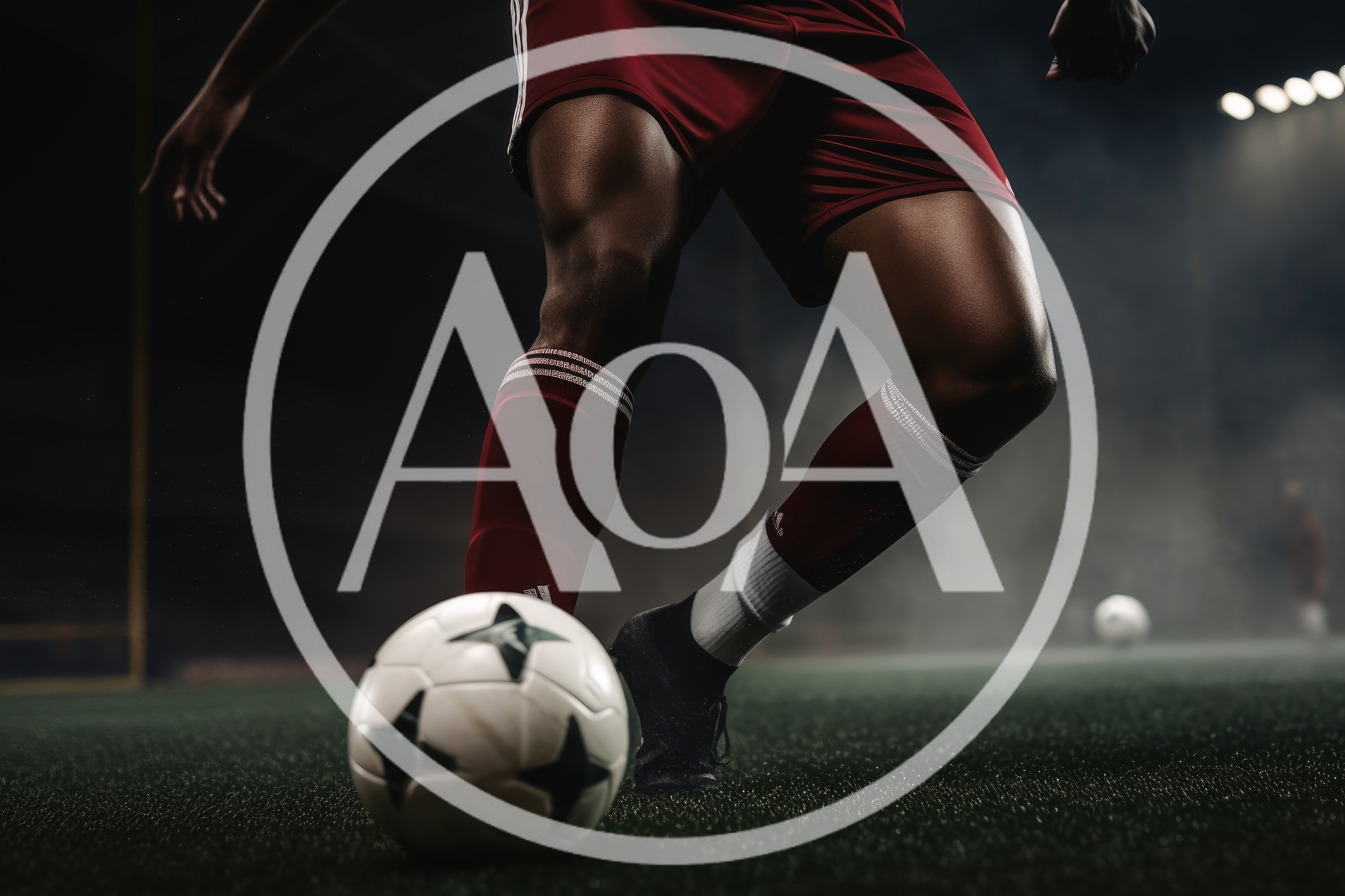 Soccer Player Dribbling Ball On Stadium Field