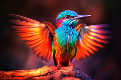 Vibrant Kingfisher Bird With Spread Wings