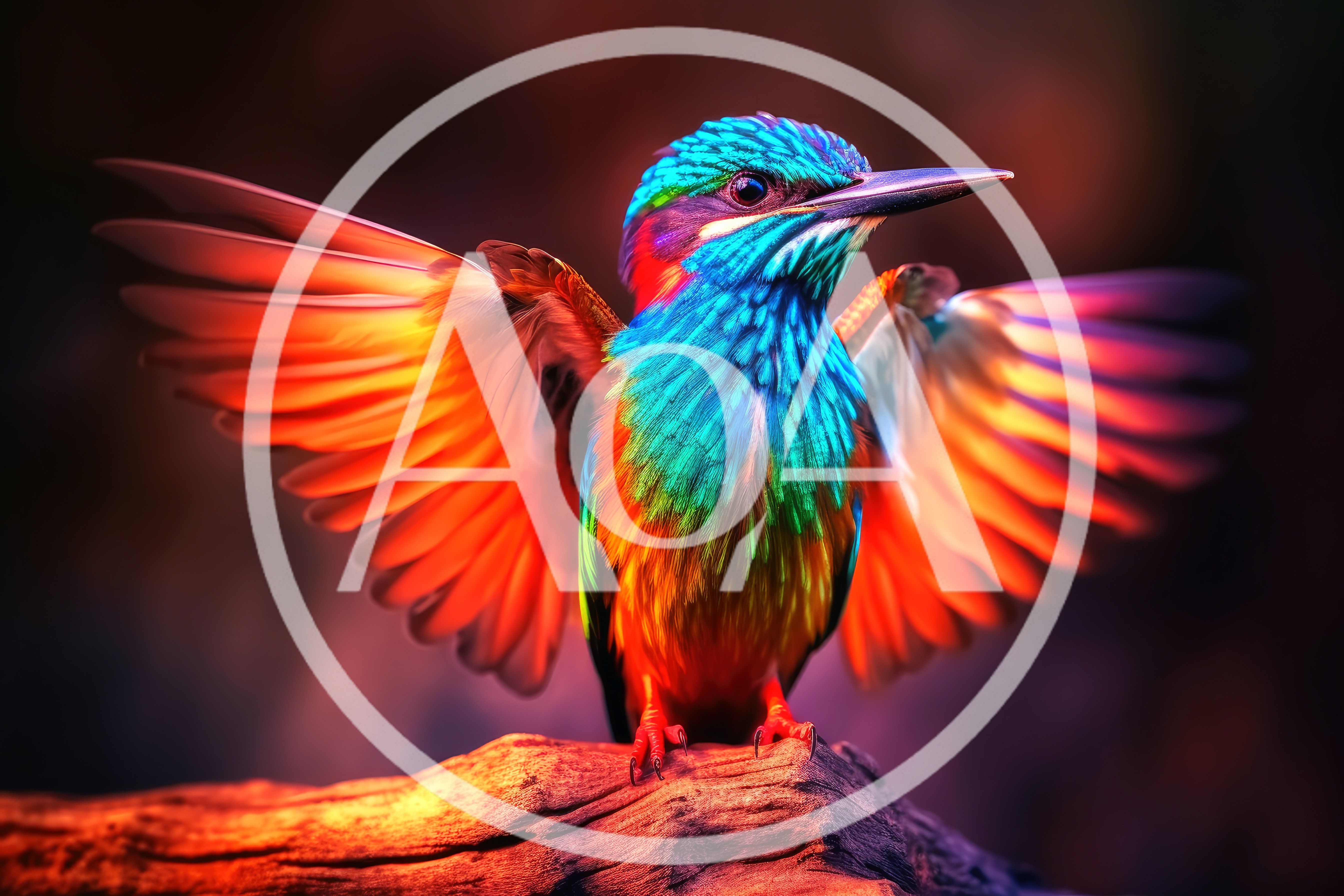 Vibrant Kingfisher Bird With Spread Wings