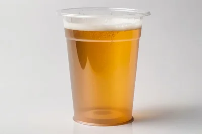 Clear Plastic Cup Filled With Golden Beer