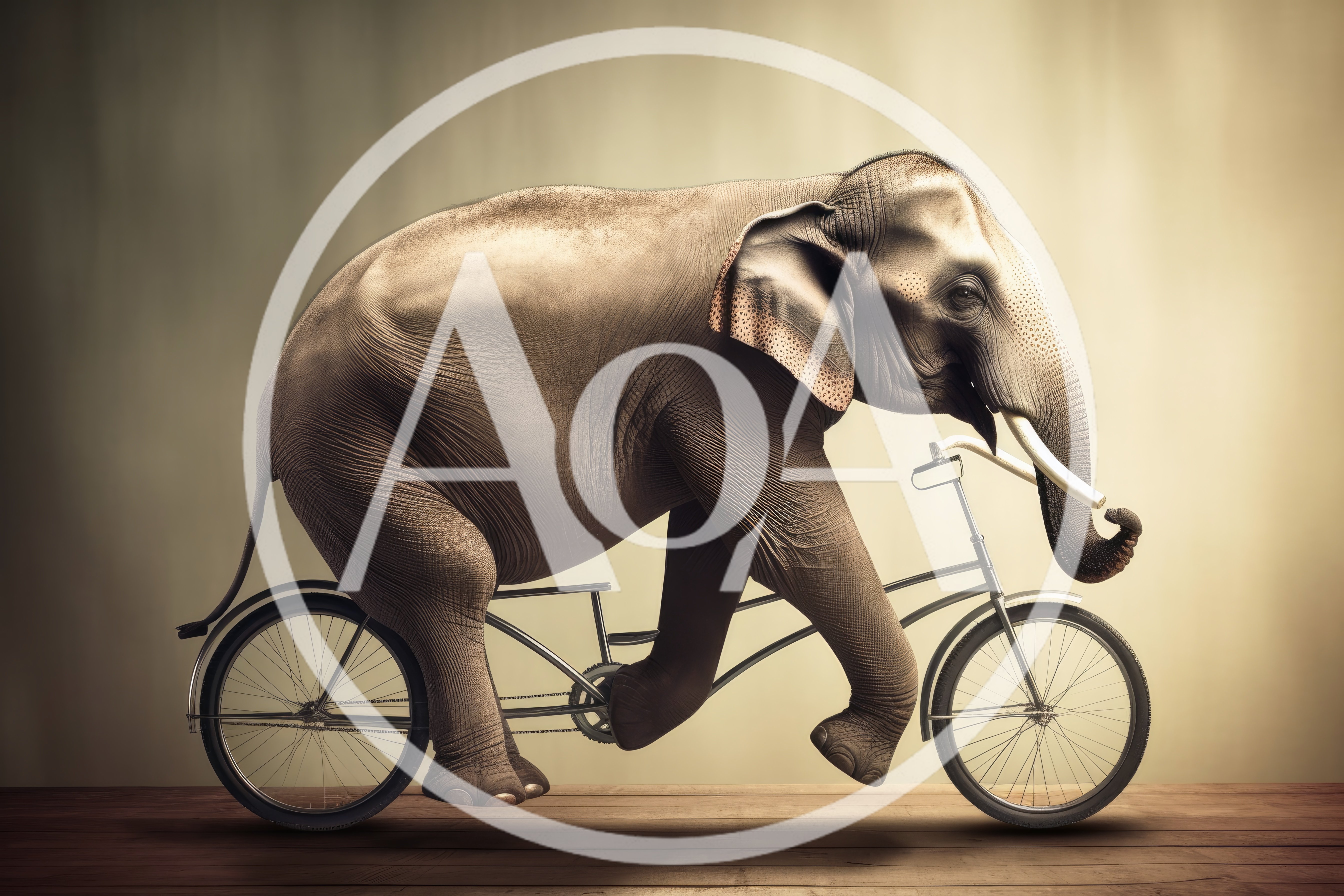 Surreal Elephant Riding A Vintage Bicycle