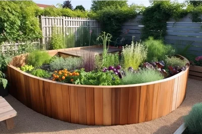 Modern Circular Wooden Raised Garden Bed