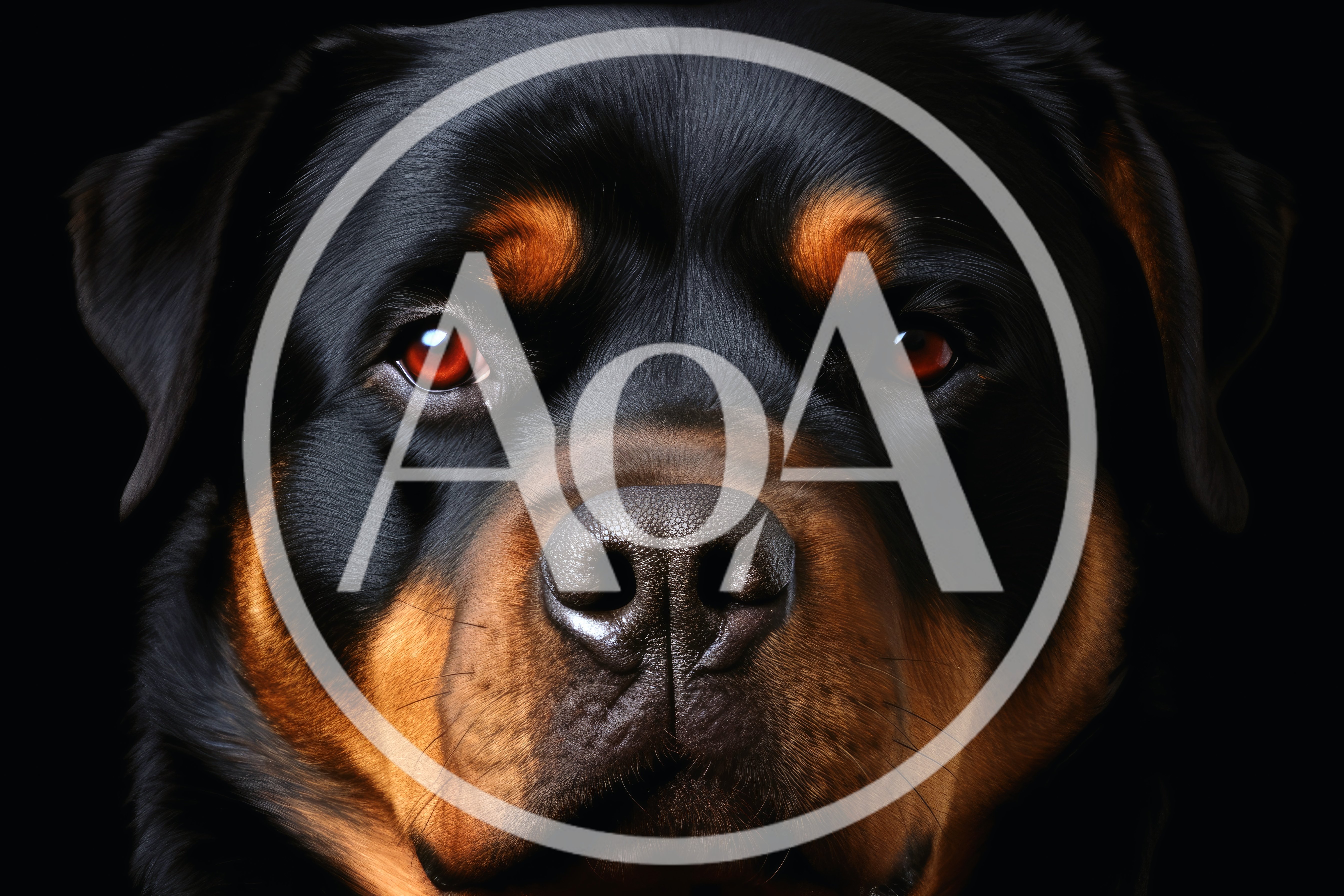 Close Up Portrait Of A Rottweiler Dog