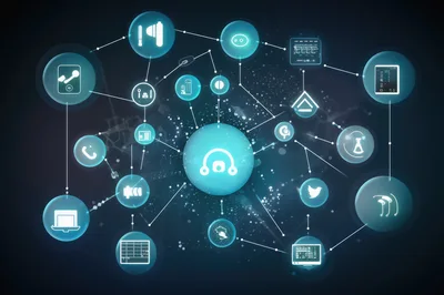 Digital Network Connectivity Concept With Glowing Icons
