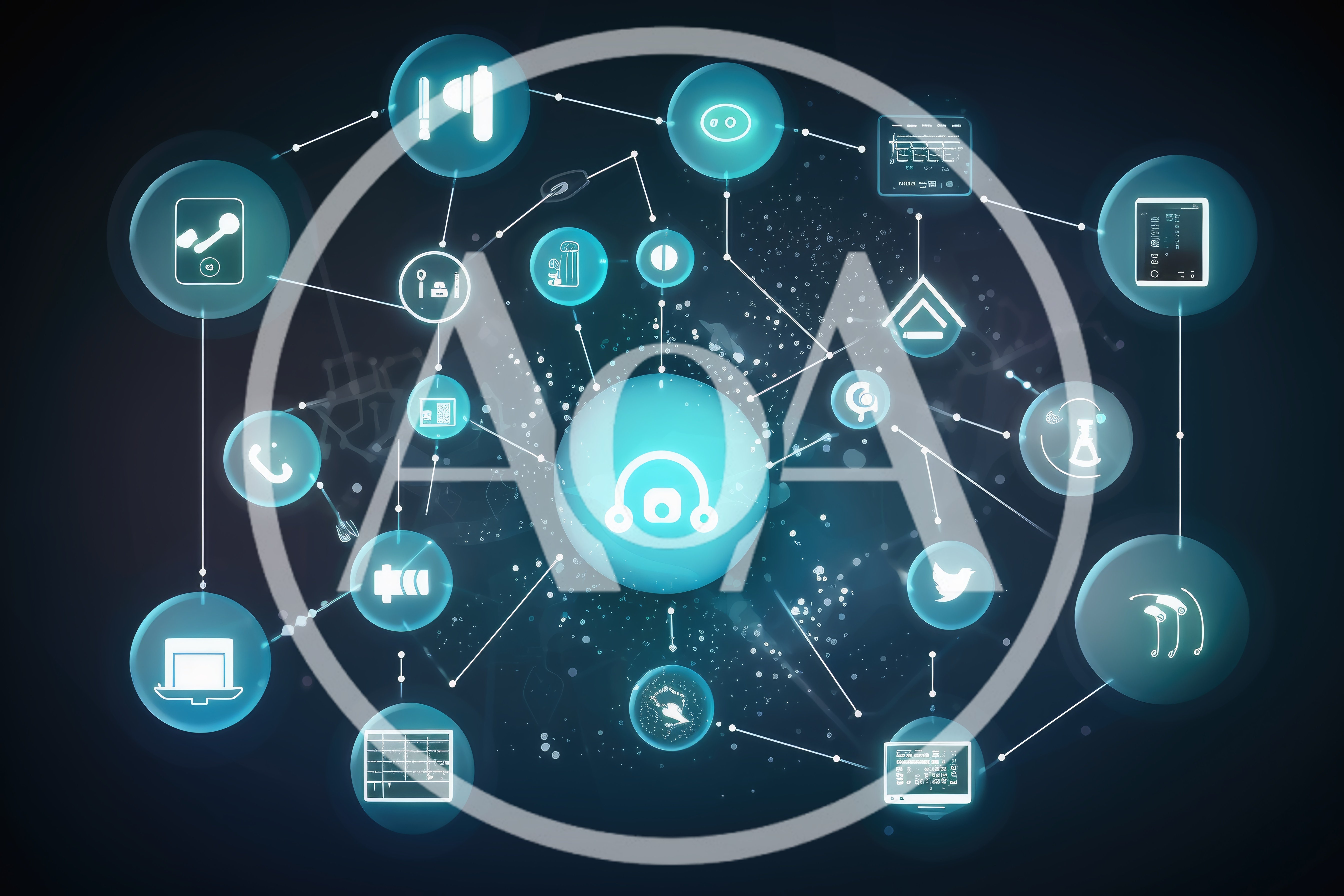 Digital Network Connectivity Concept With Glowing Icons