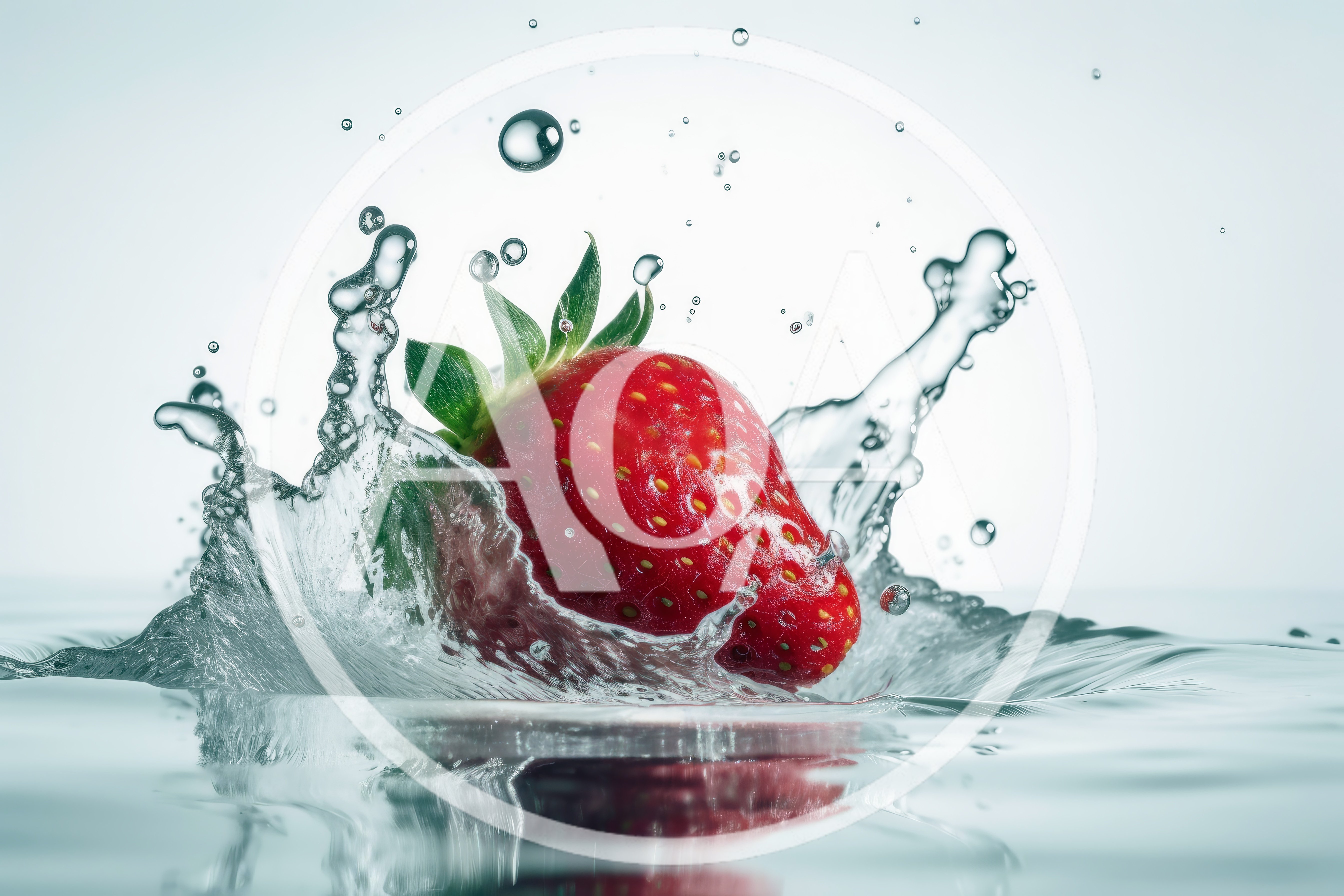 Fresh Strawberry Dropping Into Clear Water Splash