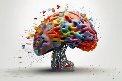 Abstract Colorful Brain Exploding With Creative Energy