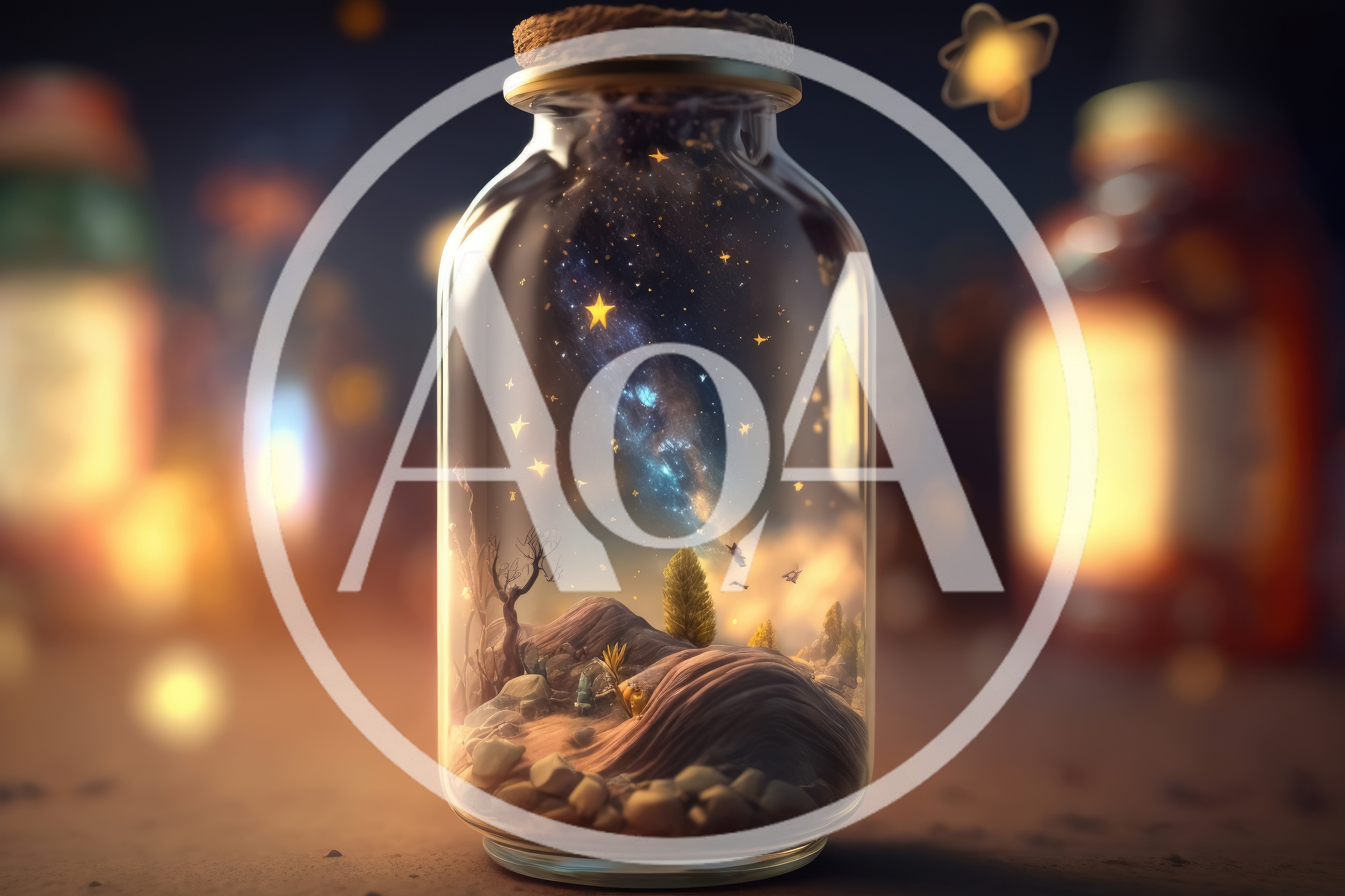 Miniature Galaxy Landscape Inside A Glass Jar
