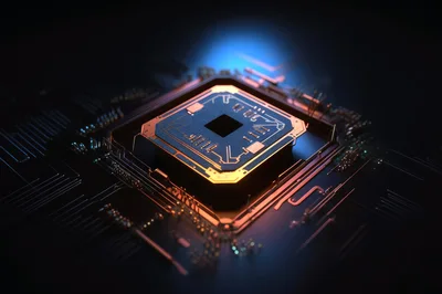 Close Up Of A Futuristic Computer Processor Chip