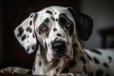 Portrait Of A Dalmatian Dog With Amber Eyes