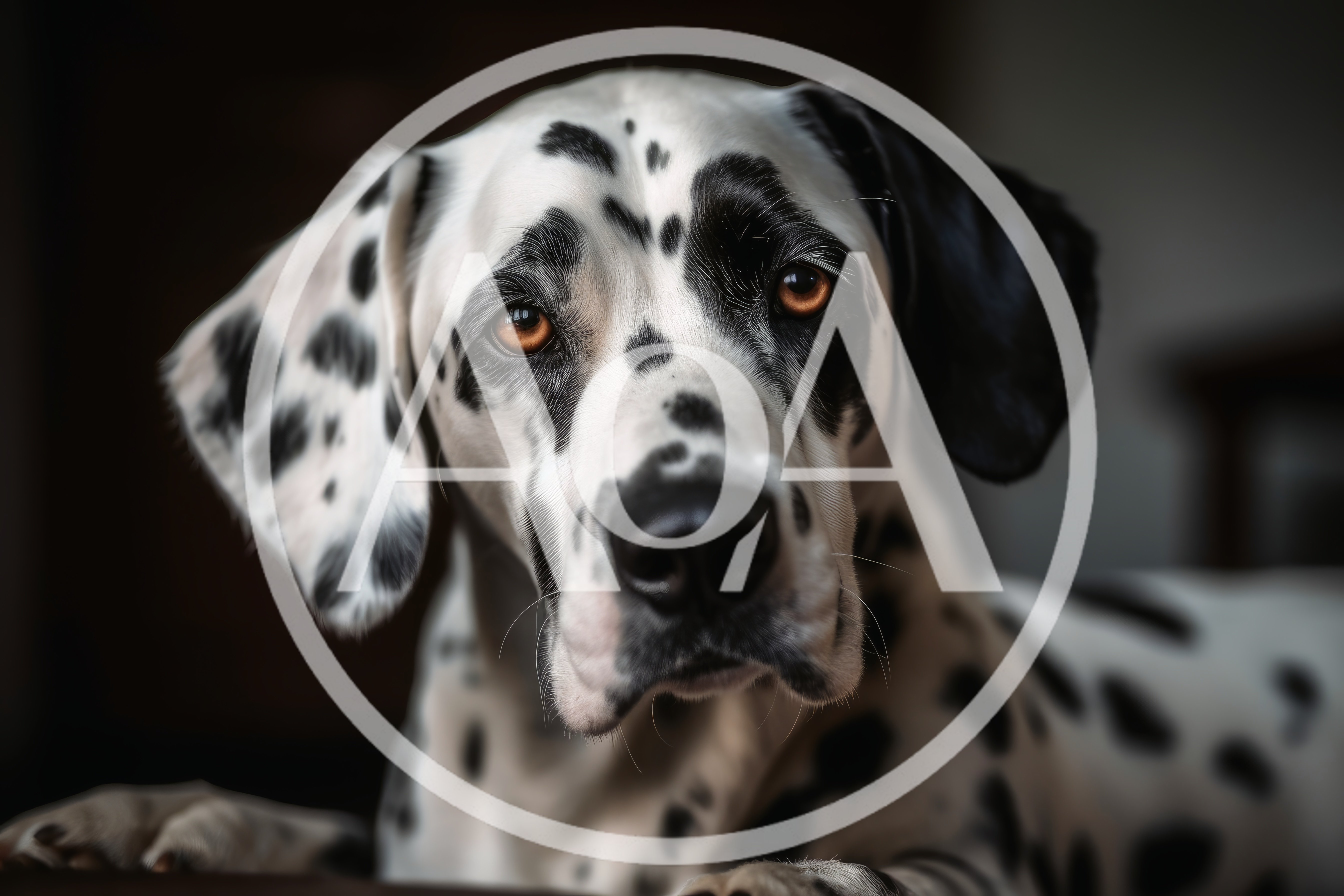Portrait Of A Dalmatian Dog With Amber Eyes