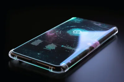 Futuristic Smartphone With Holographic Interface Display