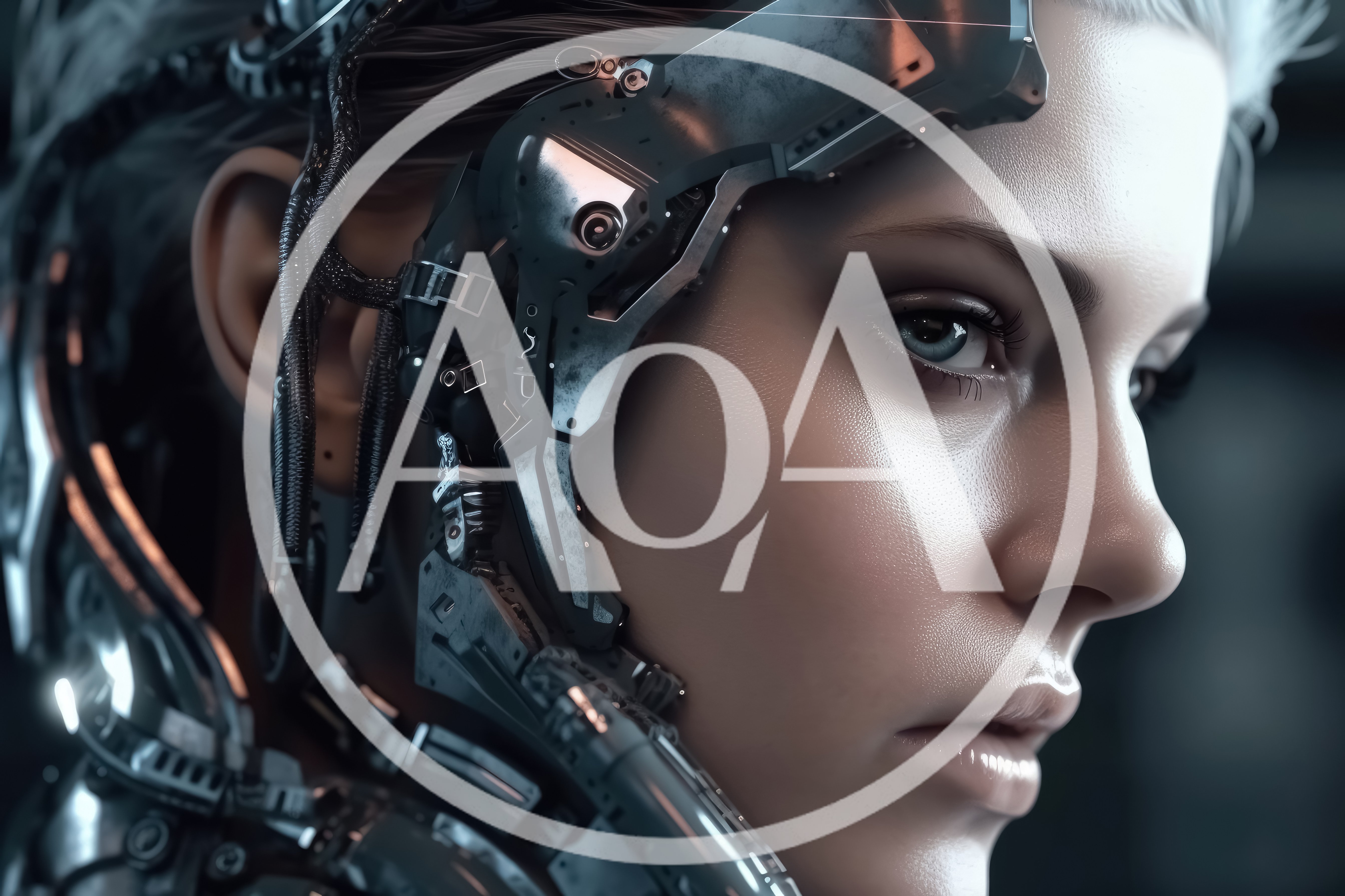 Cyborg Woman With Cybernetic Headgear And Neural Implants