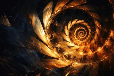 Abstract Golden Fractal Spiral Motion Background