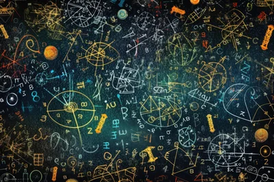 Abstract Background With Mathematical Formulas And Geometric Symbols
