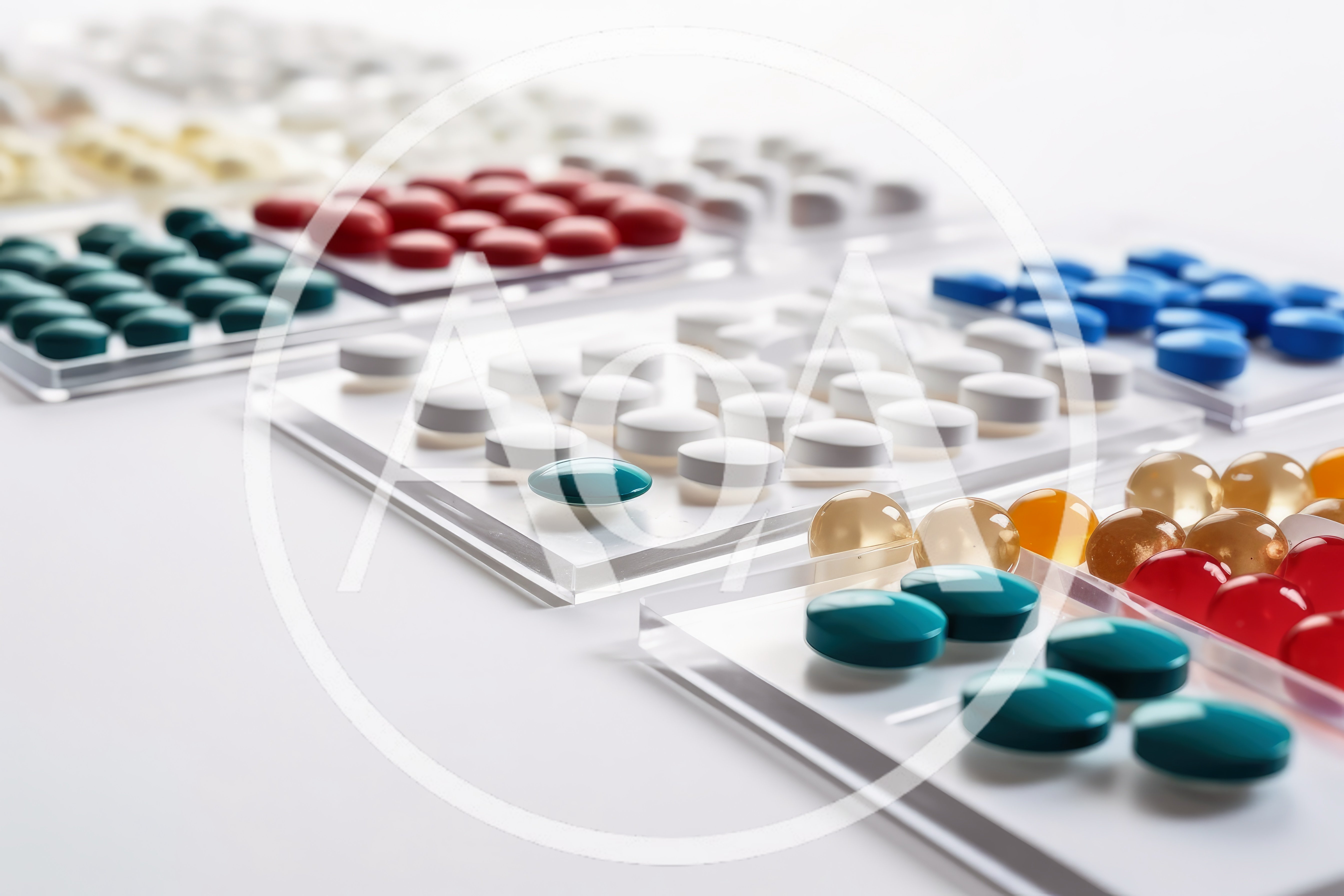 Assorted Pharmaceutical Pills Arranged on Transparent Trays