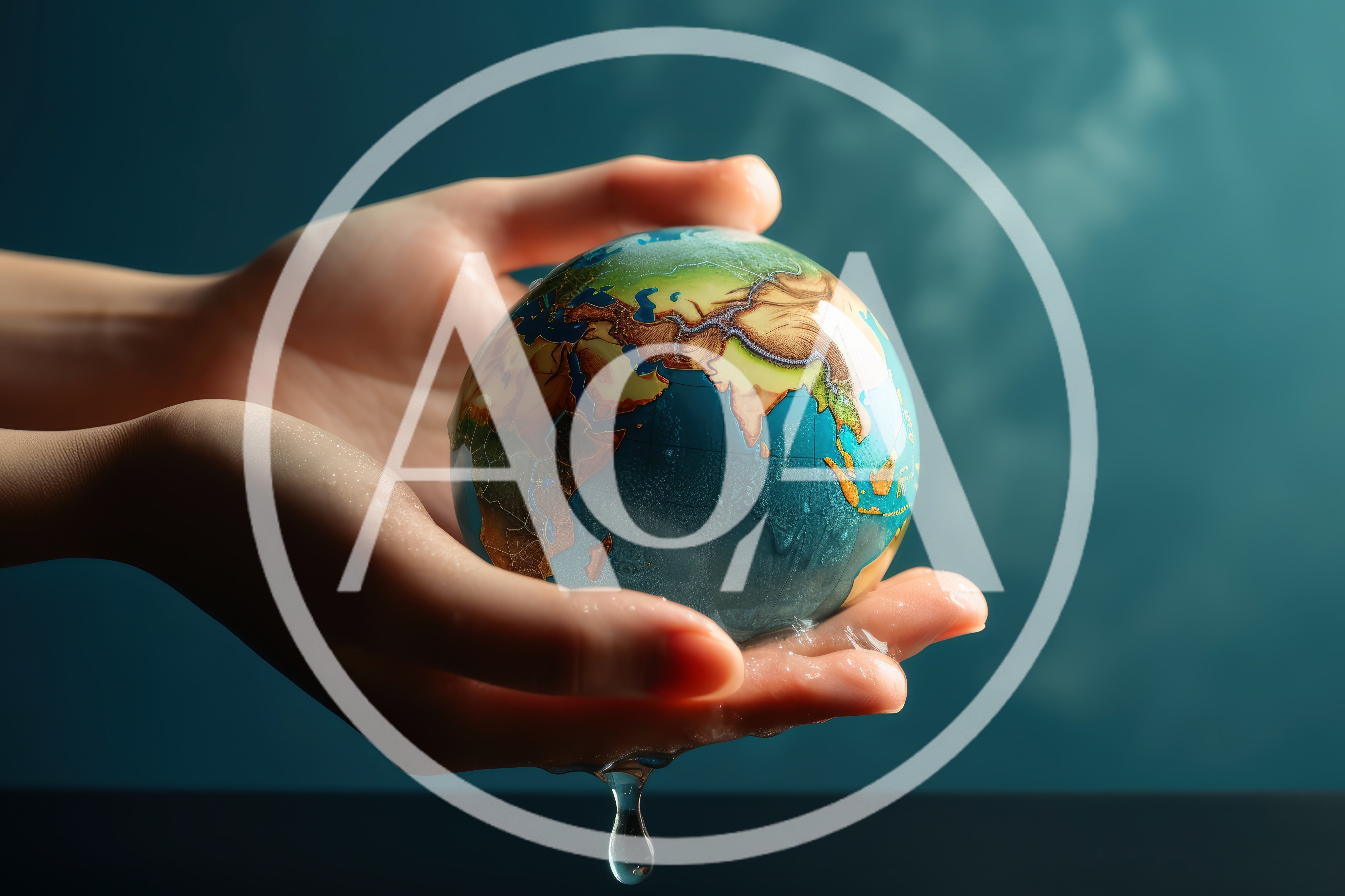 Hands Holding A Melting Globe With Water Dripping
