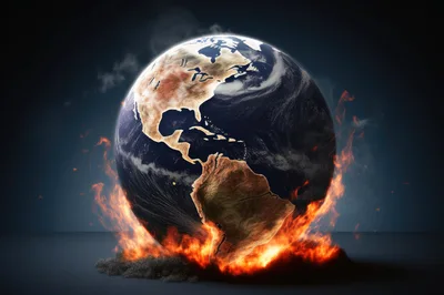 Burning Earth Globe Concept Representing Climate Change