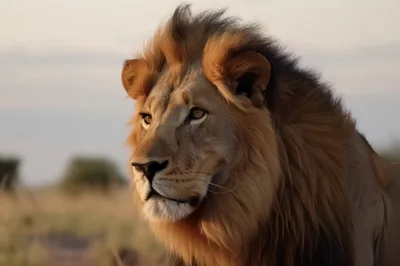 Majestic Male Lion Portrait In The African Savanna