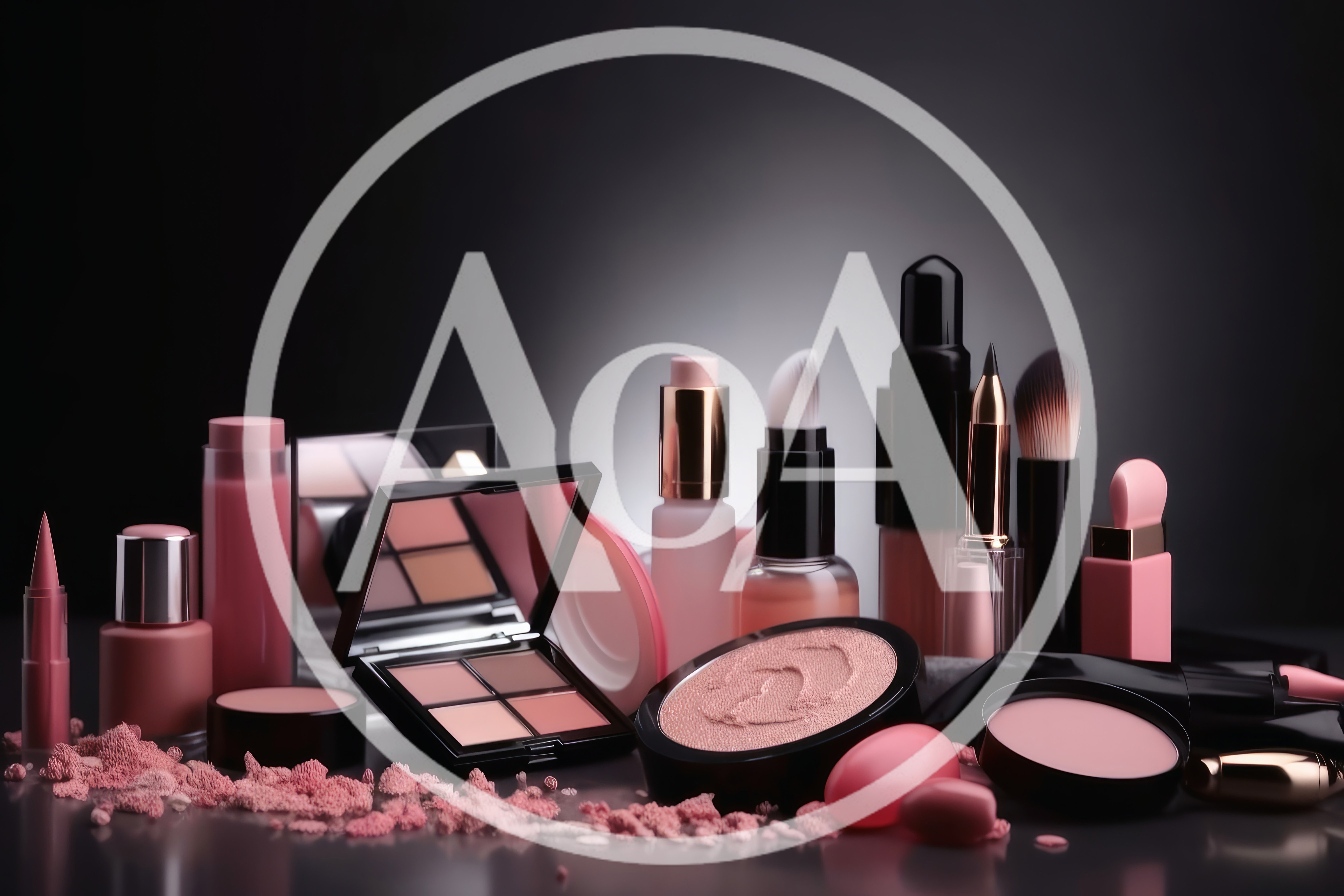 Collection of Luxury Cosmetic Products and Makeup Tools