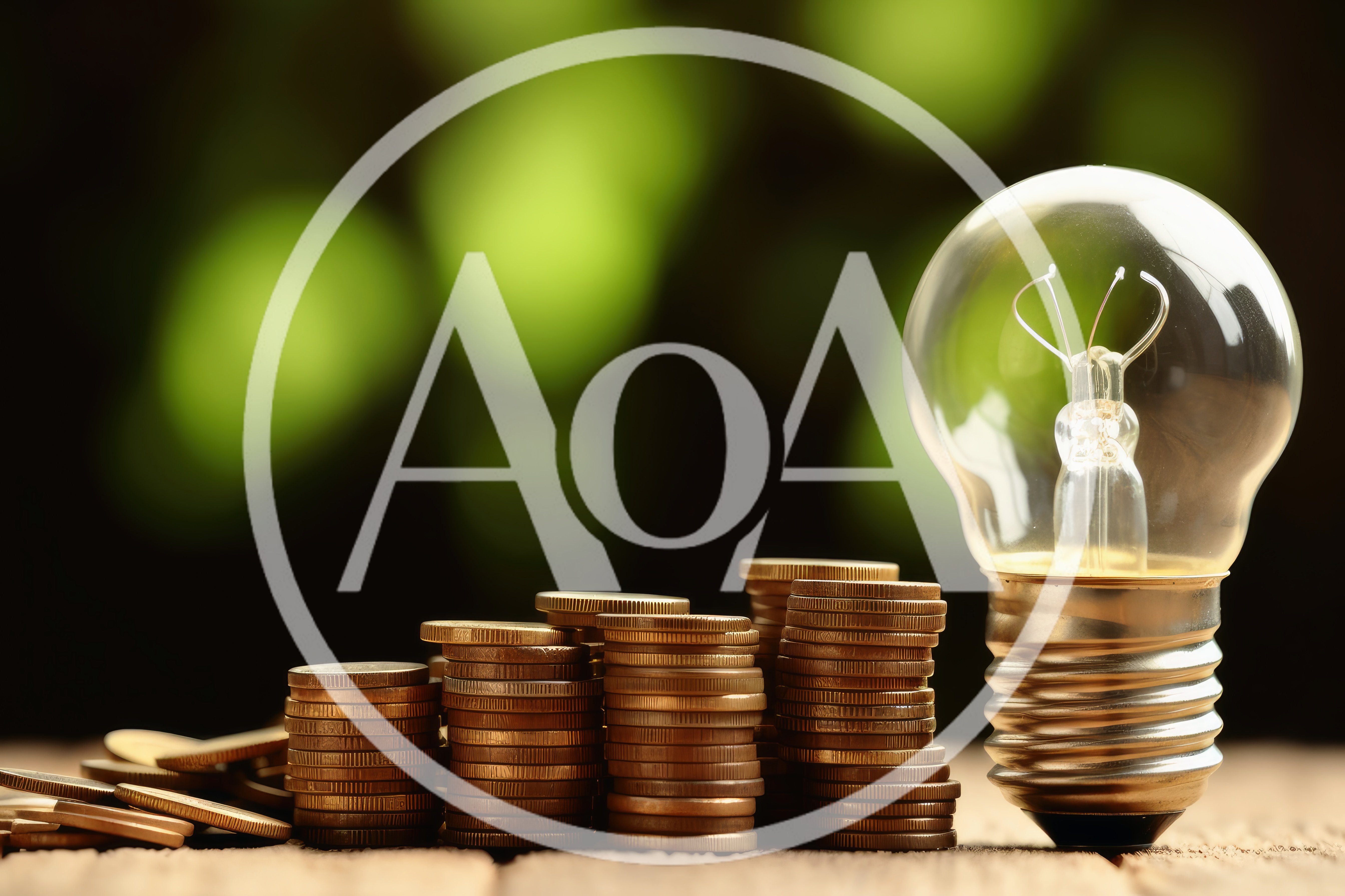 Light Bulb Beside Stacks of Gold Coins