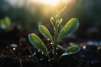 Small Green Sprout Growing In Moist Soil