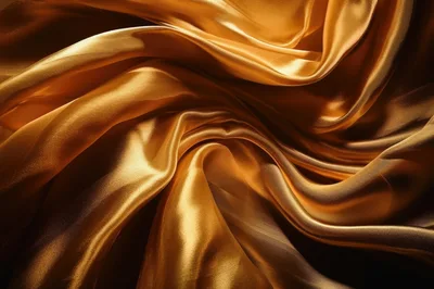 Abstract Background Of Flowing Golden Silk Fabric
